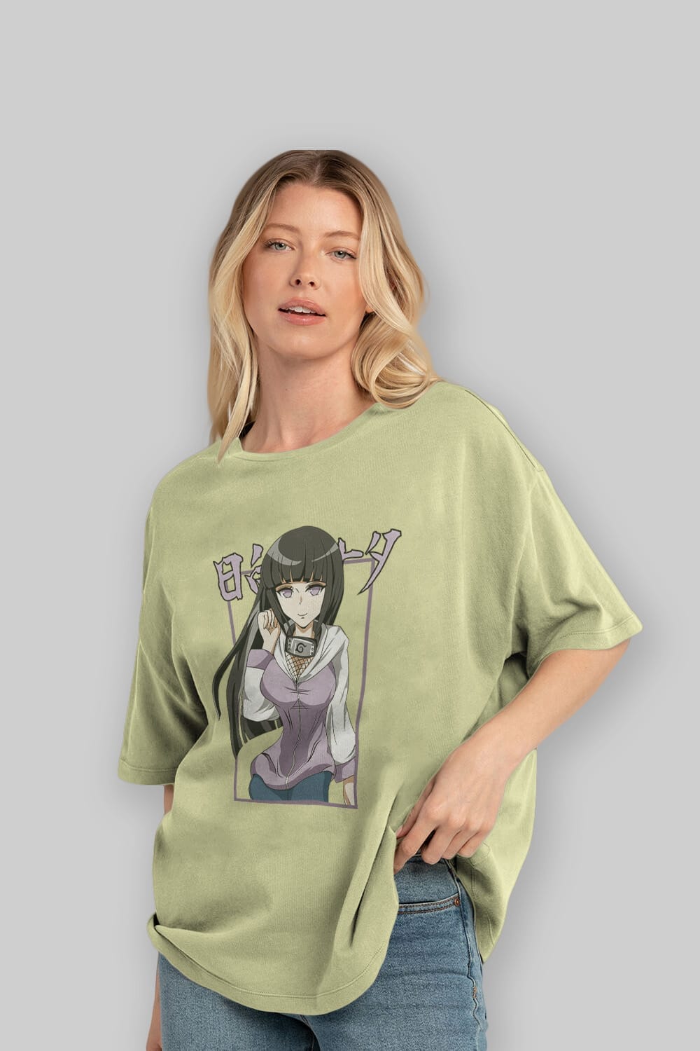 Hinata NARUTO Anime Ön Baskılı Oversize t-shirt %100 pamuk Erkek Kadın Unisex