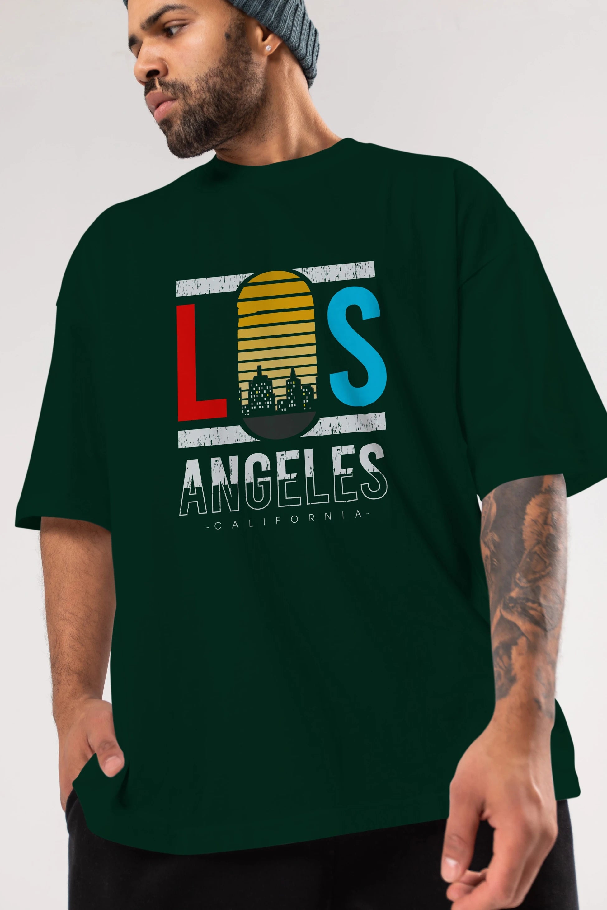 Los Angeles Ön Baskılı Oversize t-shirt Erkek Kadın Unisex