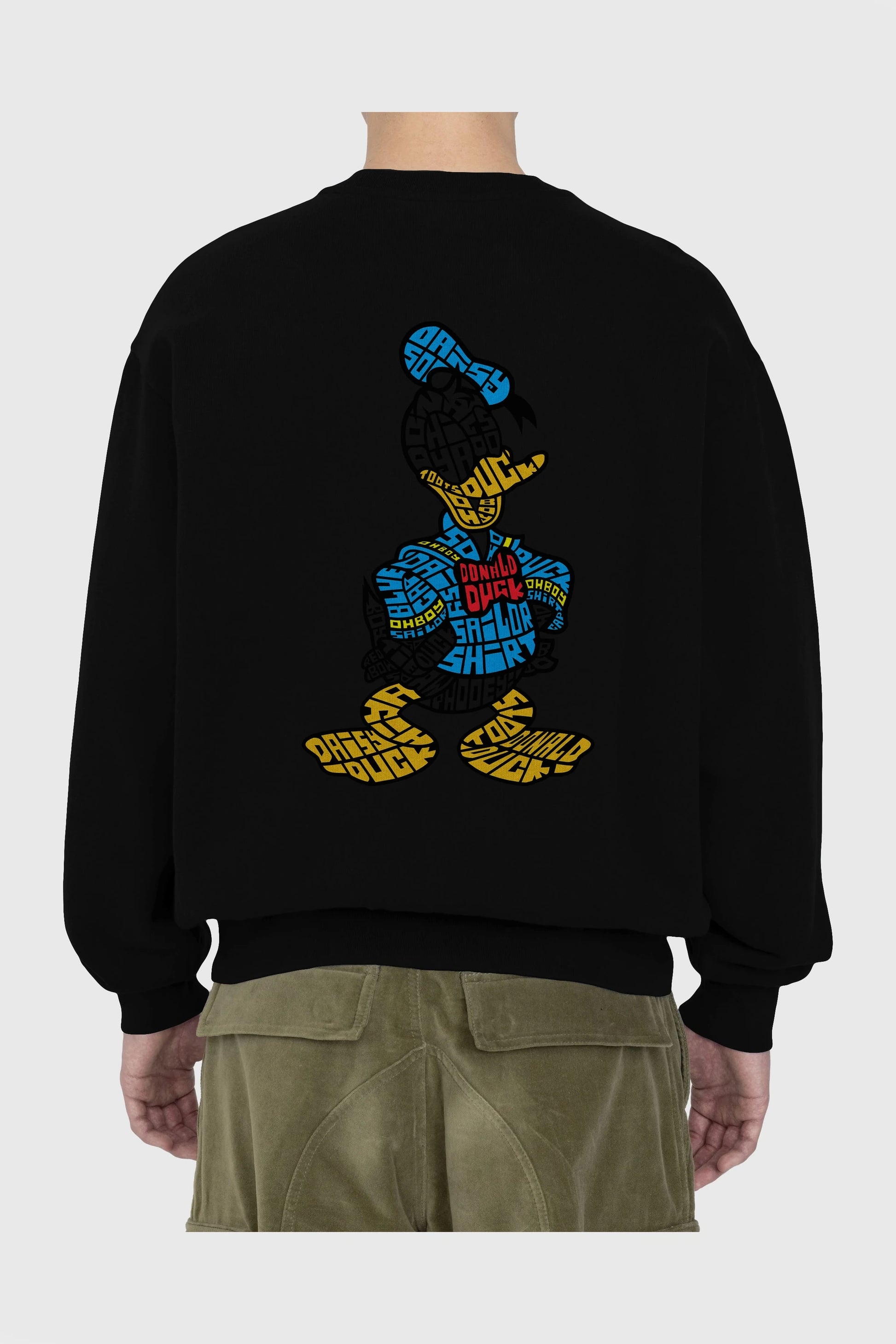 Donald Arka Baskılı Oversize Sweatshirt Erkek Kadın Unisex