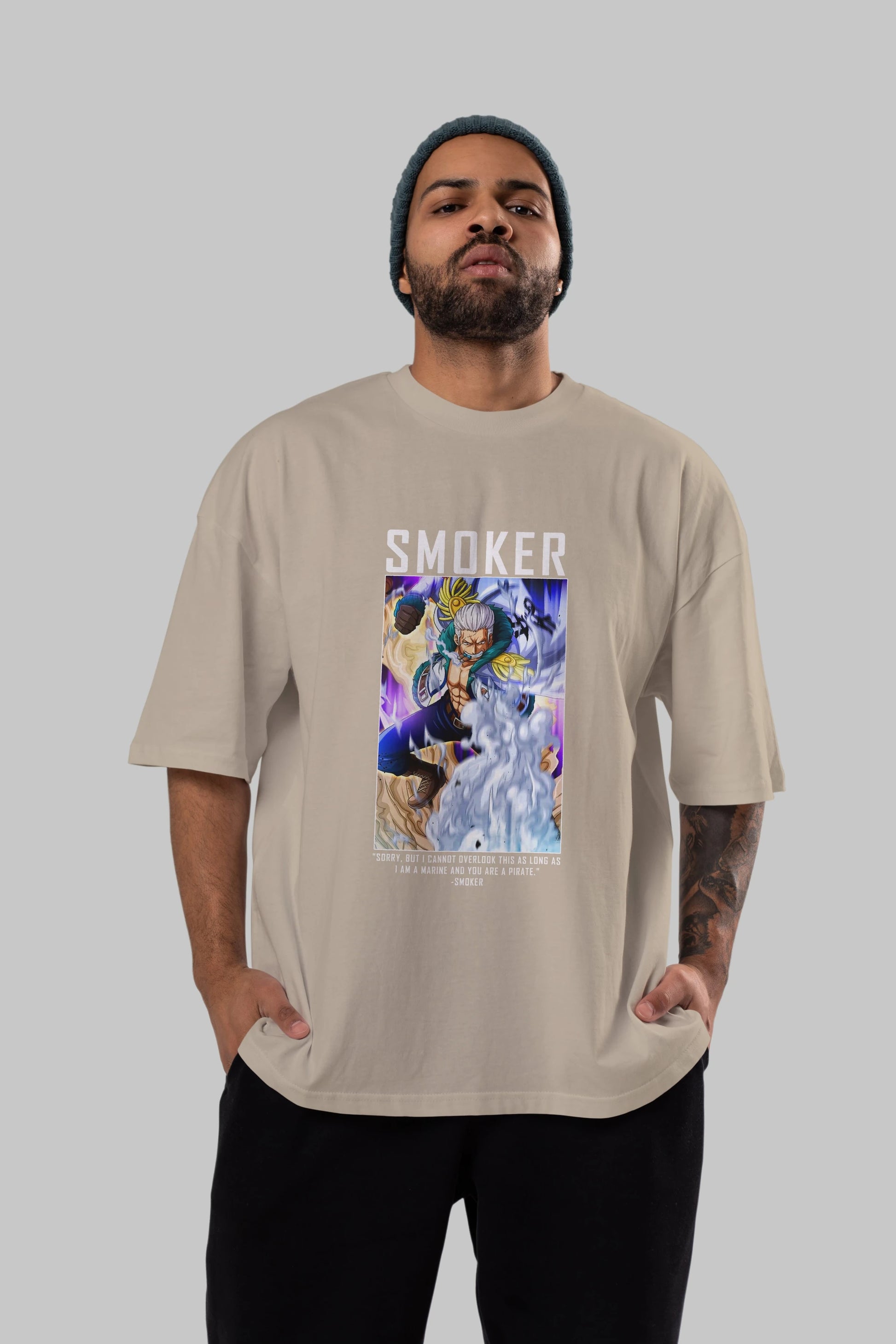 Smoker Anime Ön Baskılı Oversize t-shirt Erkek Kadın Unisex