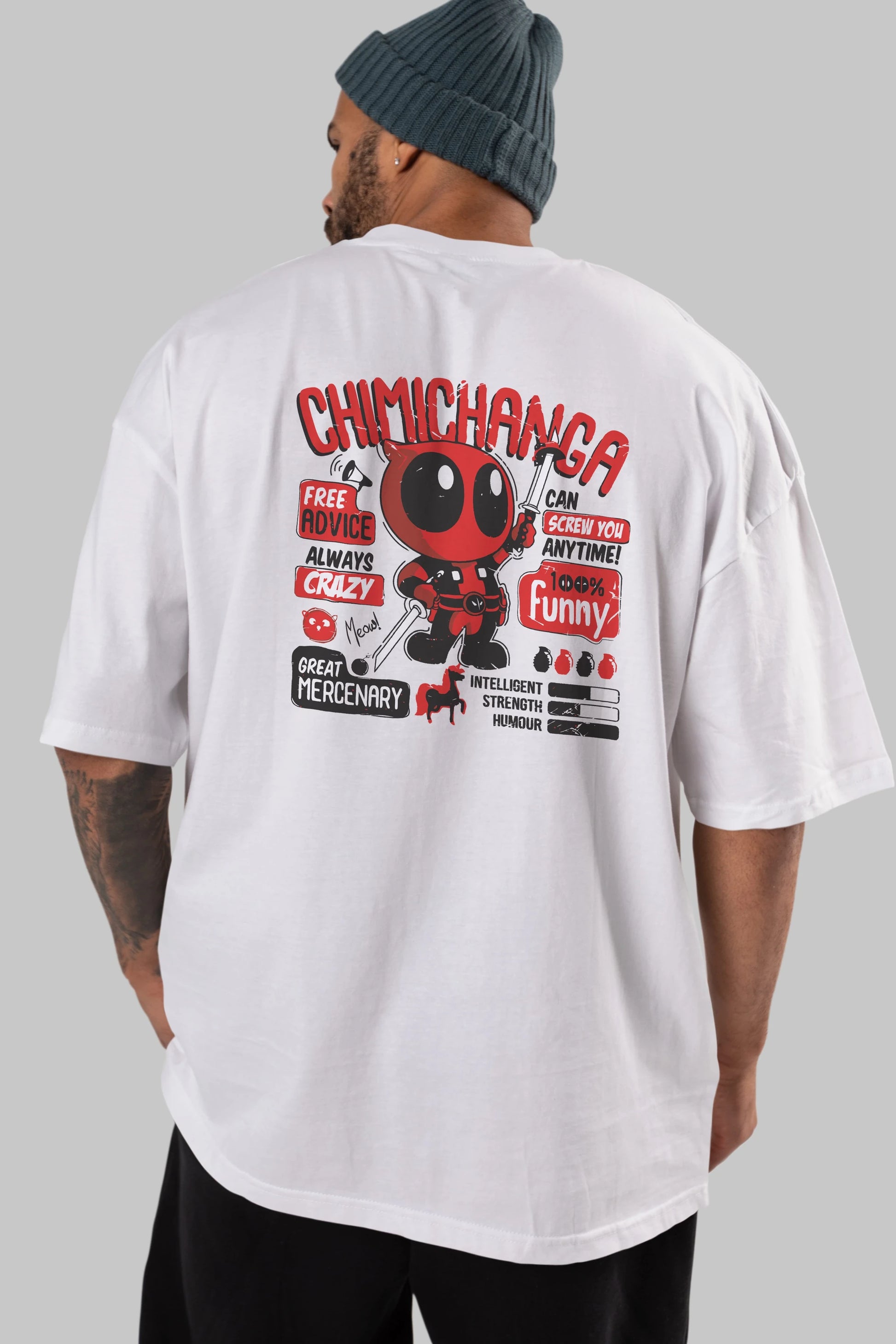 Deadpool (9) Arka Baskılı Oversize t-shirt Erkek Kadın Unisex %100 Pamuk Bisiklet Yaka tişort