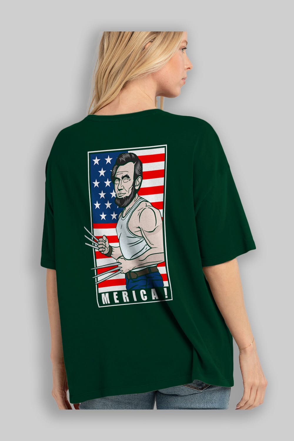 Wolverlincoln Arka Baskılı Oversize t-shirt Erkek Kadın Unisex %100 Pamuk tişort