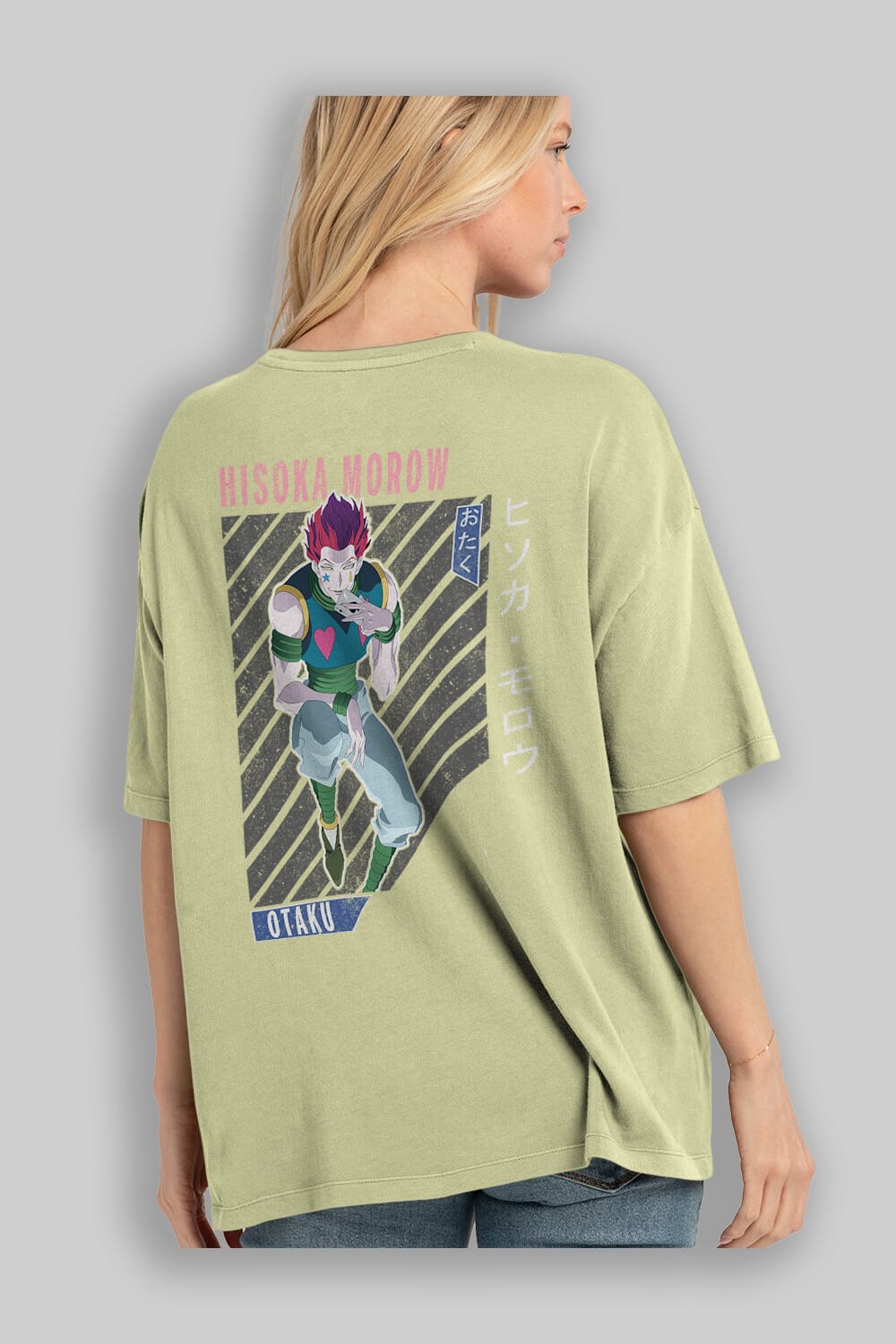 Hisoka Morow 2 2 Anime Arka Baskılı Oversize t-shirt Erkek Kadın Unisex