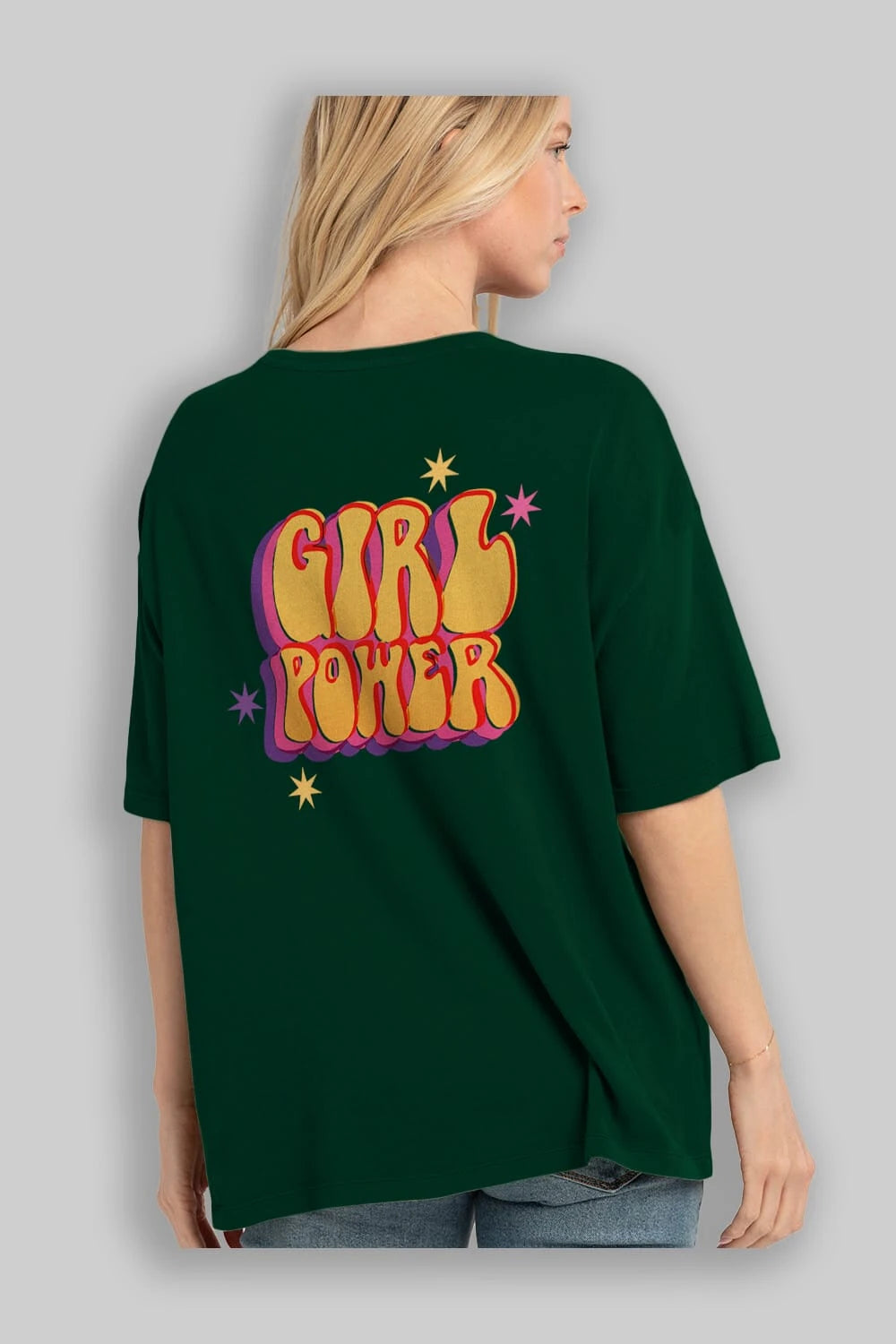 Girl Power Yazılı Arka Baskılı Oversize t-shirt Erkek Kadın Unisex