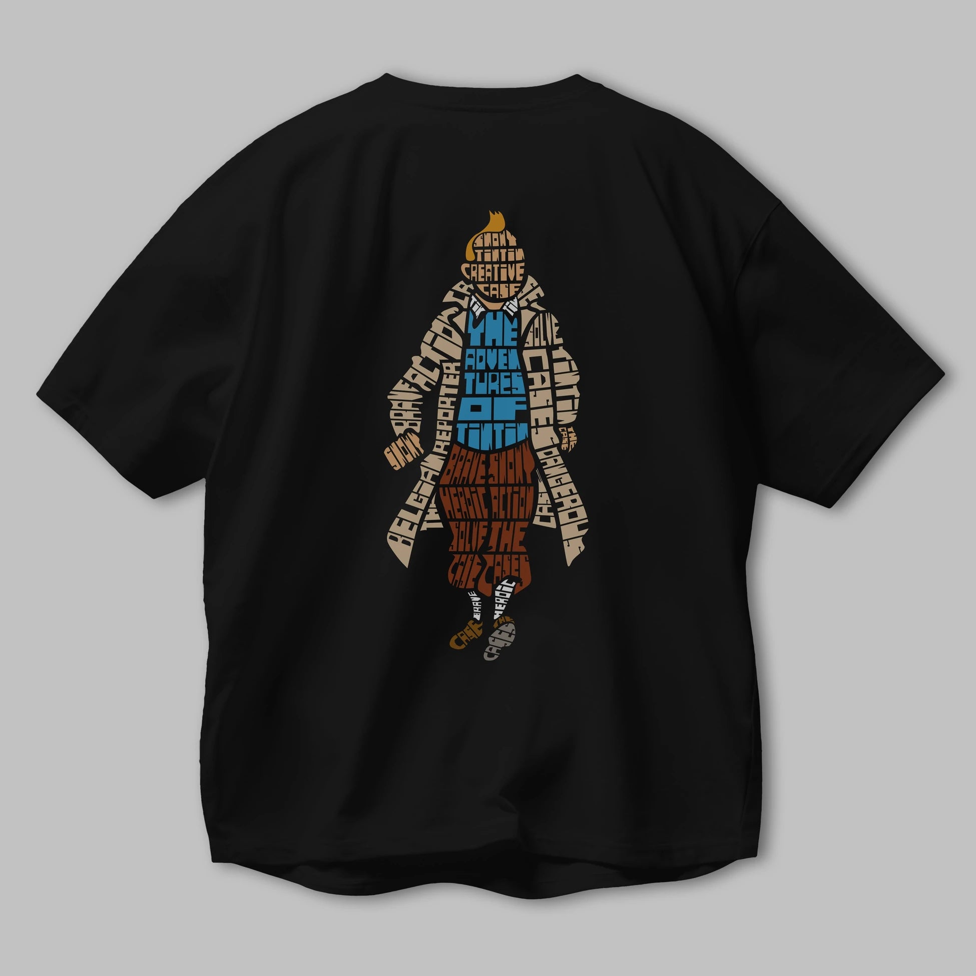 Tin Tin Arka Baskılı Oversize t-shirt %100 pamuk Erkek Kadın Unisex