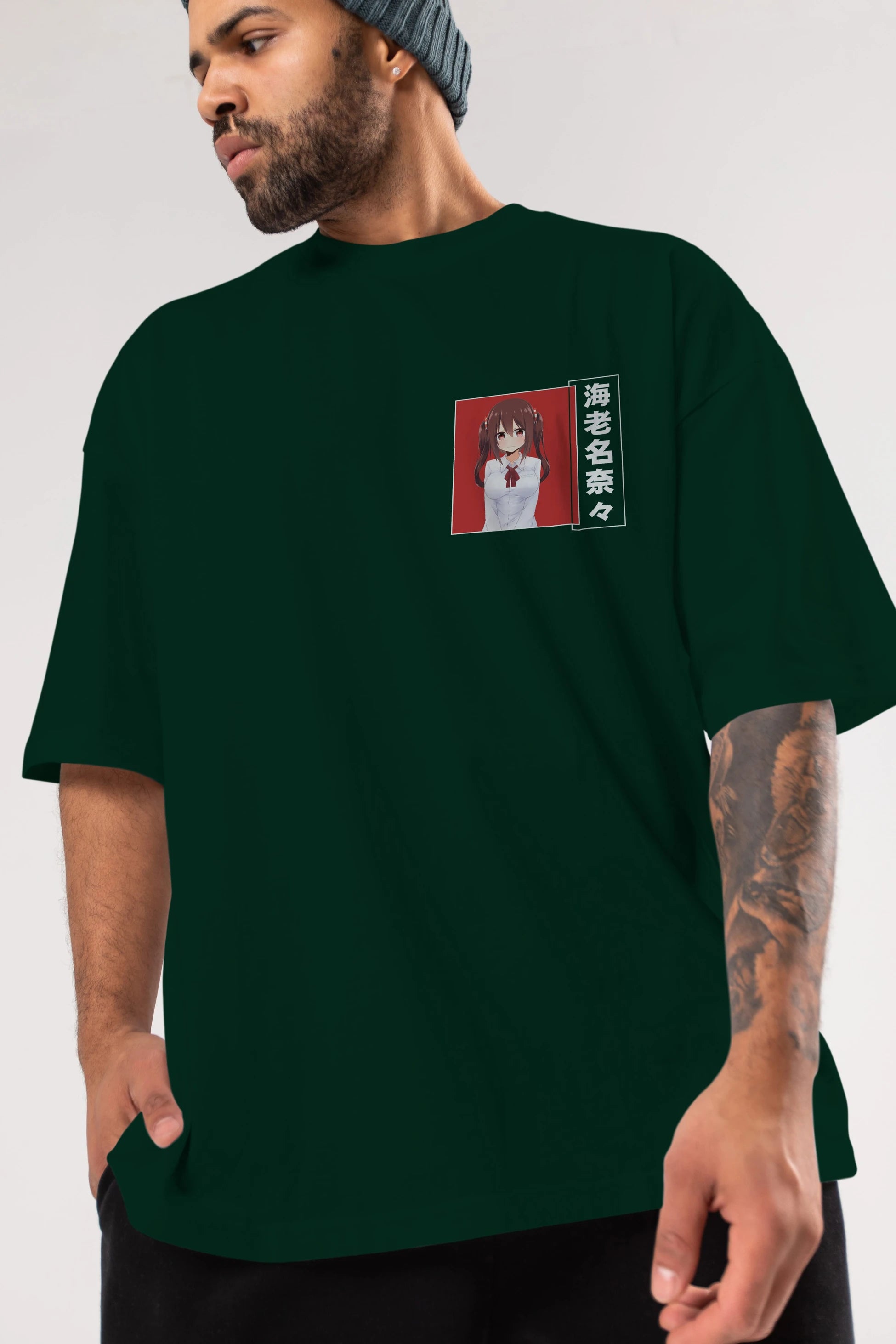 Nana Ebina 1 Ön Sol Baskılı Oversize t-shirt Erkek Kadın Unisex %100 Pamuk Bisiklet Yaka tişort