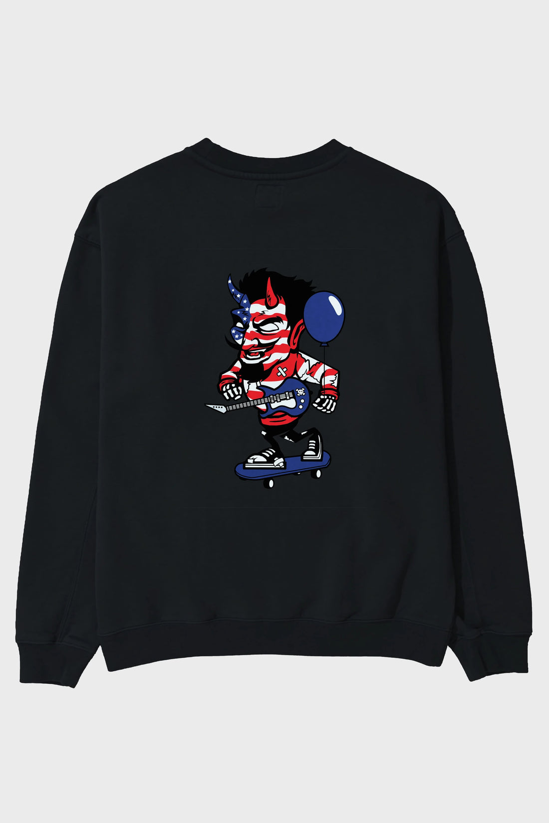 American Devil Skater Arka Baskılı Oversize Sweatshirt Erkek Kadın Unisex