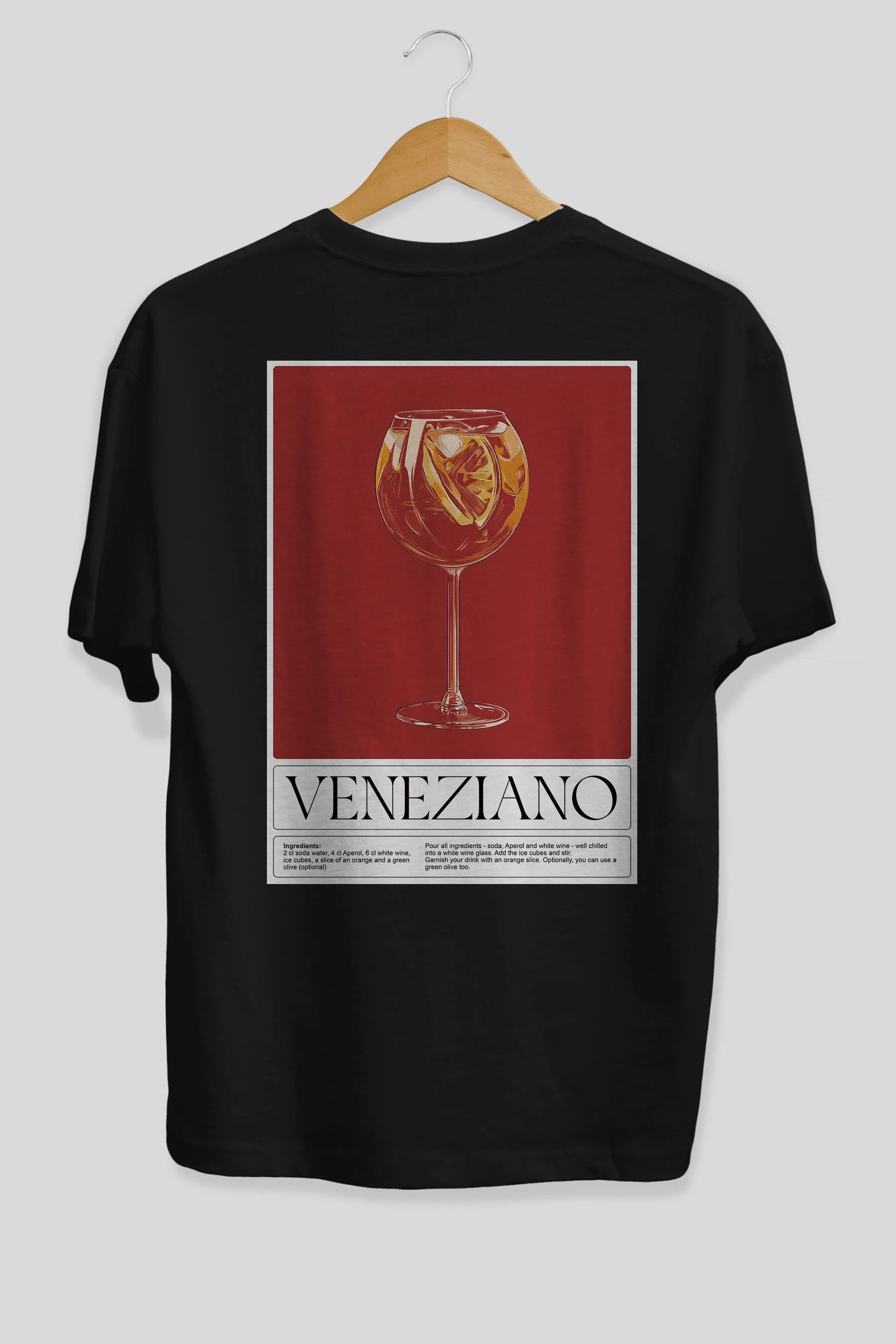 Veneziano Arka Baskılı Oversize t-shirt Erkek Kadın Unisex %100 Pamuk Bisiklet Yaka tişort
