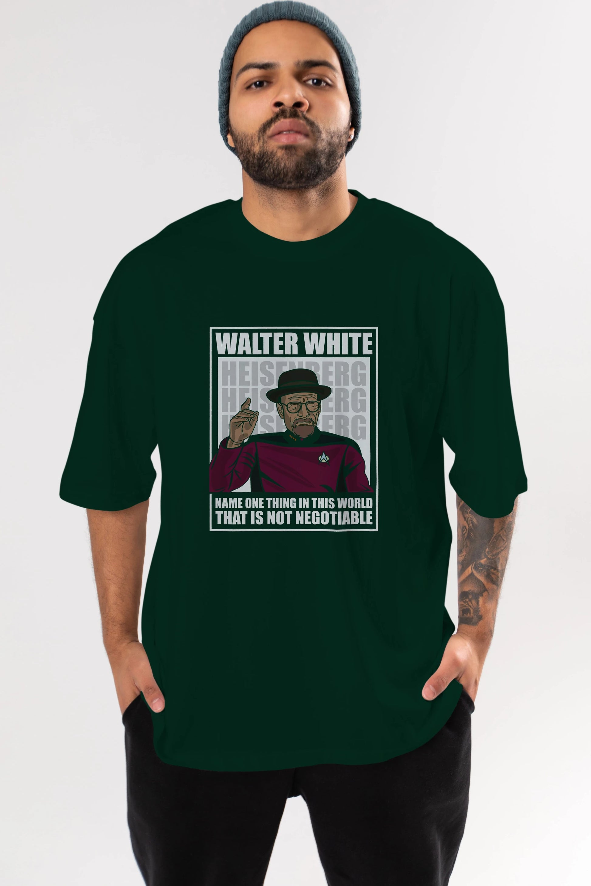 Captain Pixard Heisenberg Ön Baskılı Oversize t-shirt Erkek Kadın Unisex %100 Pamuk tişort