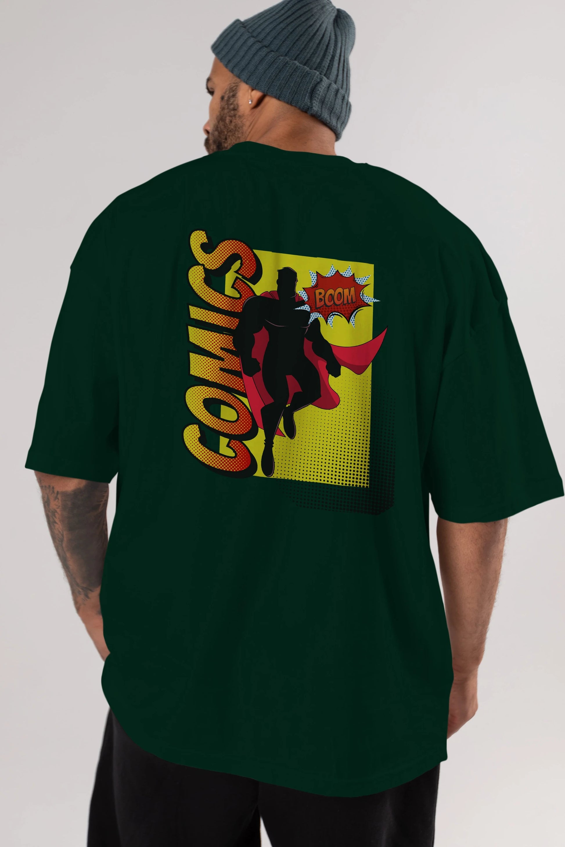 Comics Boom Arka Baskılı Oversize t-shirt Erkek Kadın Unisex