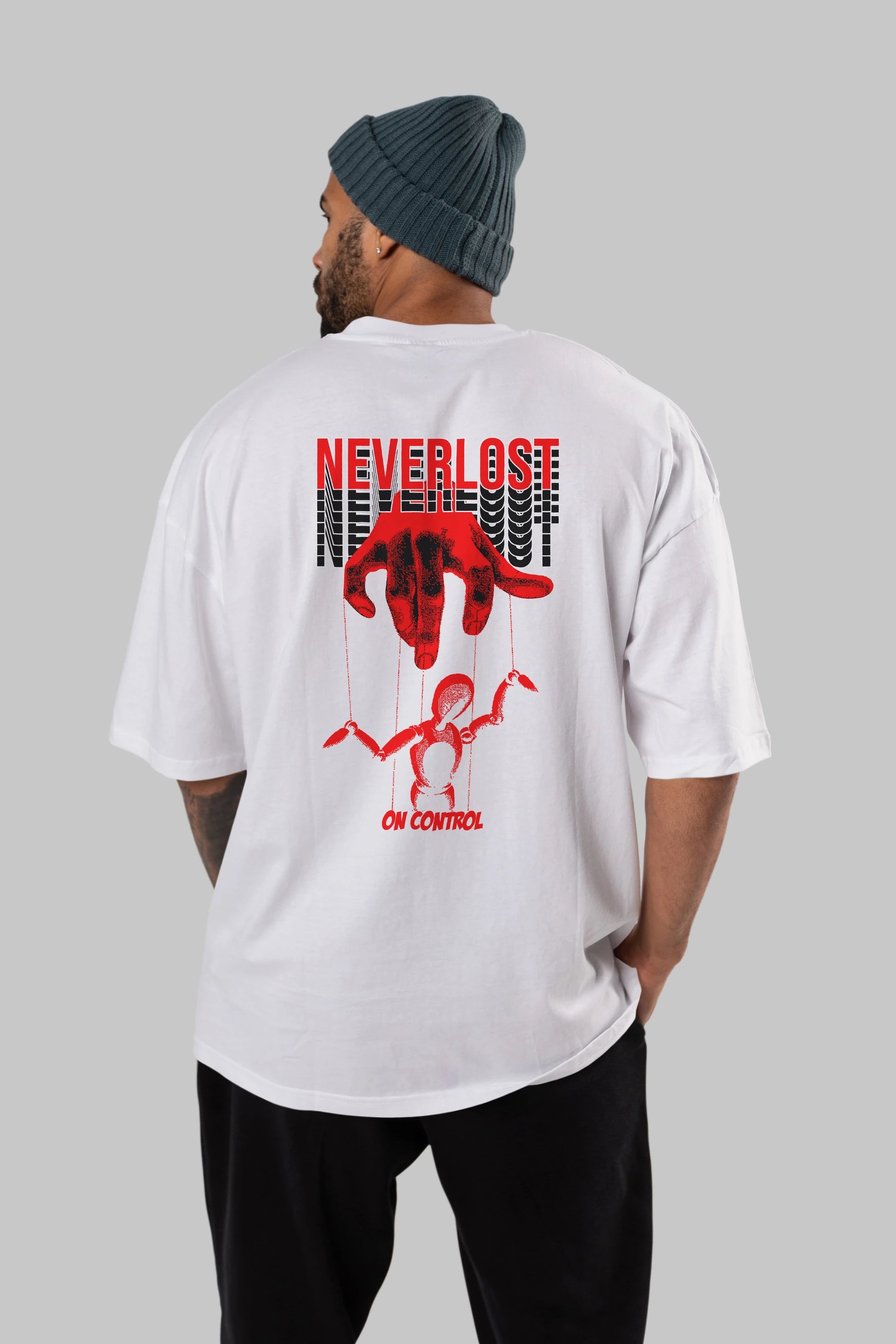 Neverlost on Control Arka Baskılı Oversize t-shirt Erkek Kadın Unisex