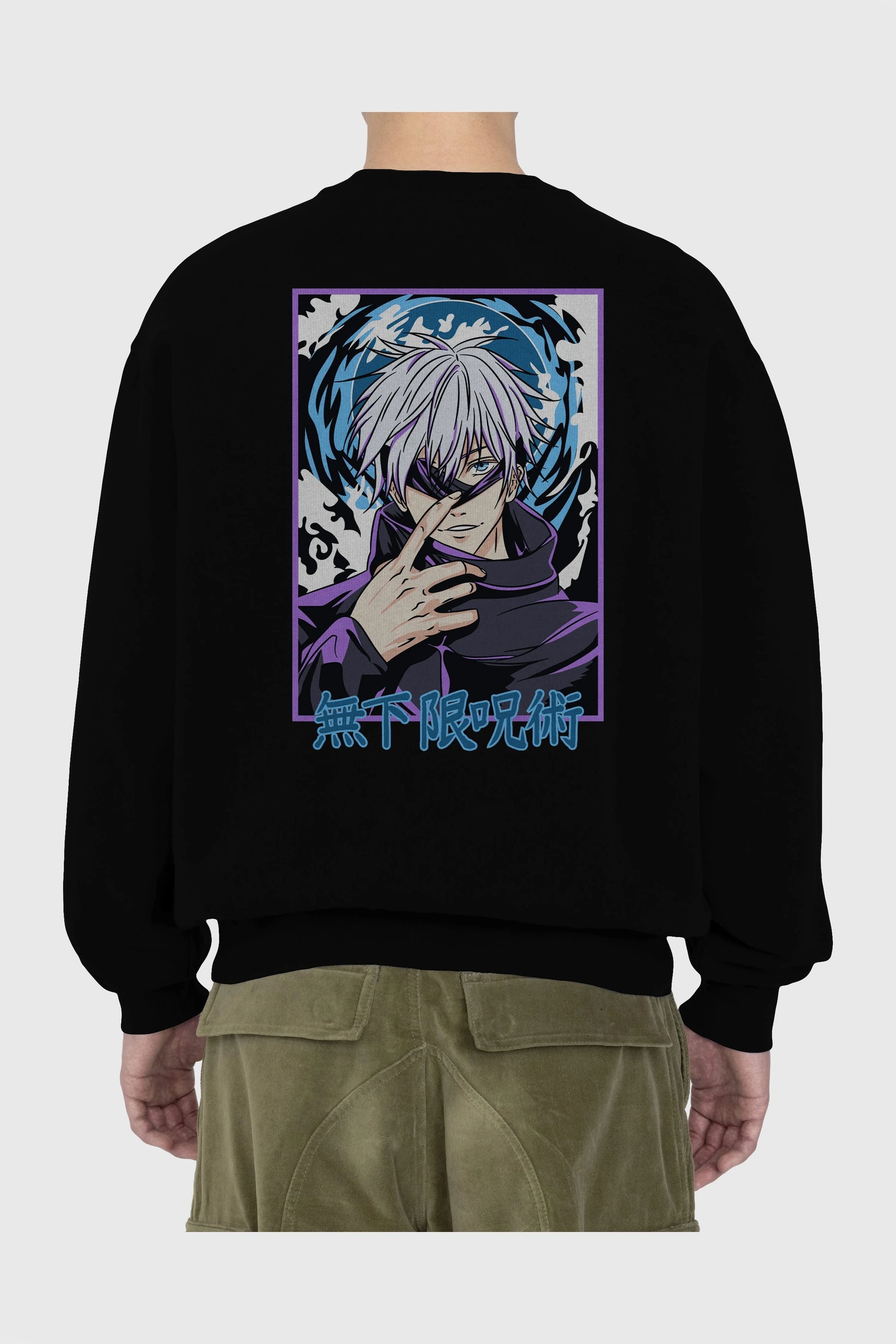 SATORU GOJO 3 Anime Arka Baskılı Oversize Sweatshirt Erkek Kadın Unisex