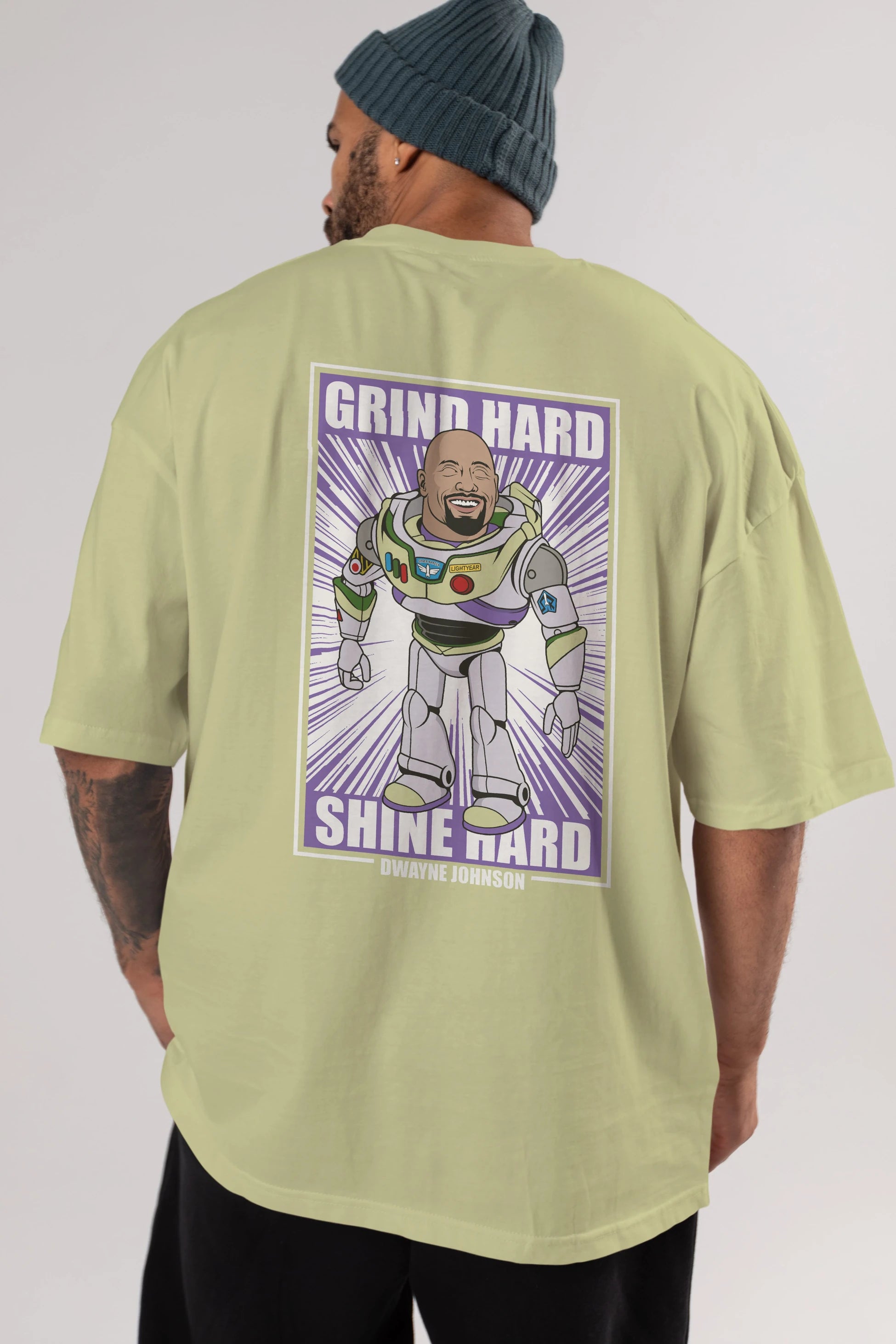 Dwayne Johnson Buzz Lightyear Arka Baskılı Oversize t-shirt Erkek Kadın Unisex %100 Pamuk tişort