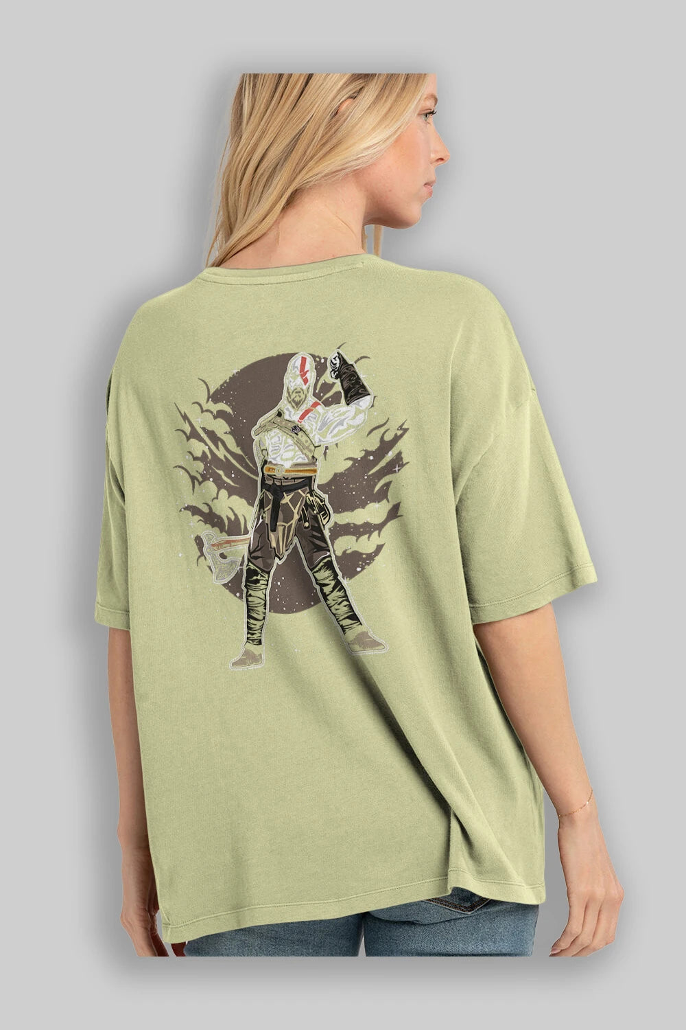 GOD OF WAR Arka Baskılı Oversize t-shirt Erkek Kadın Unisex %100 Pamuk