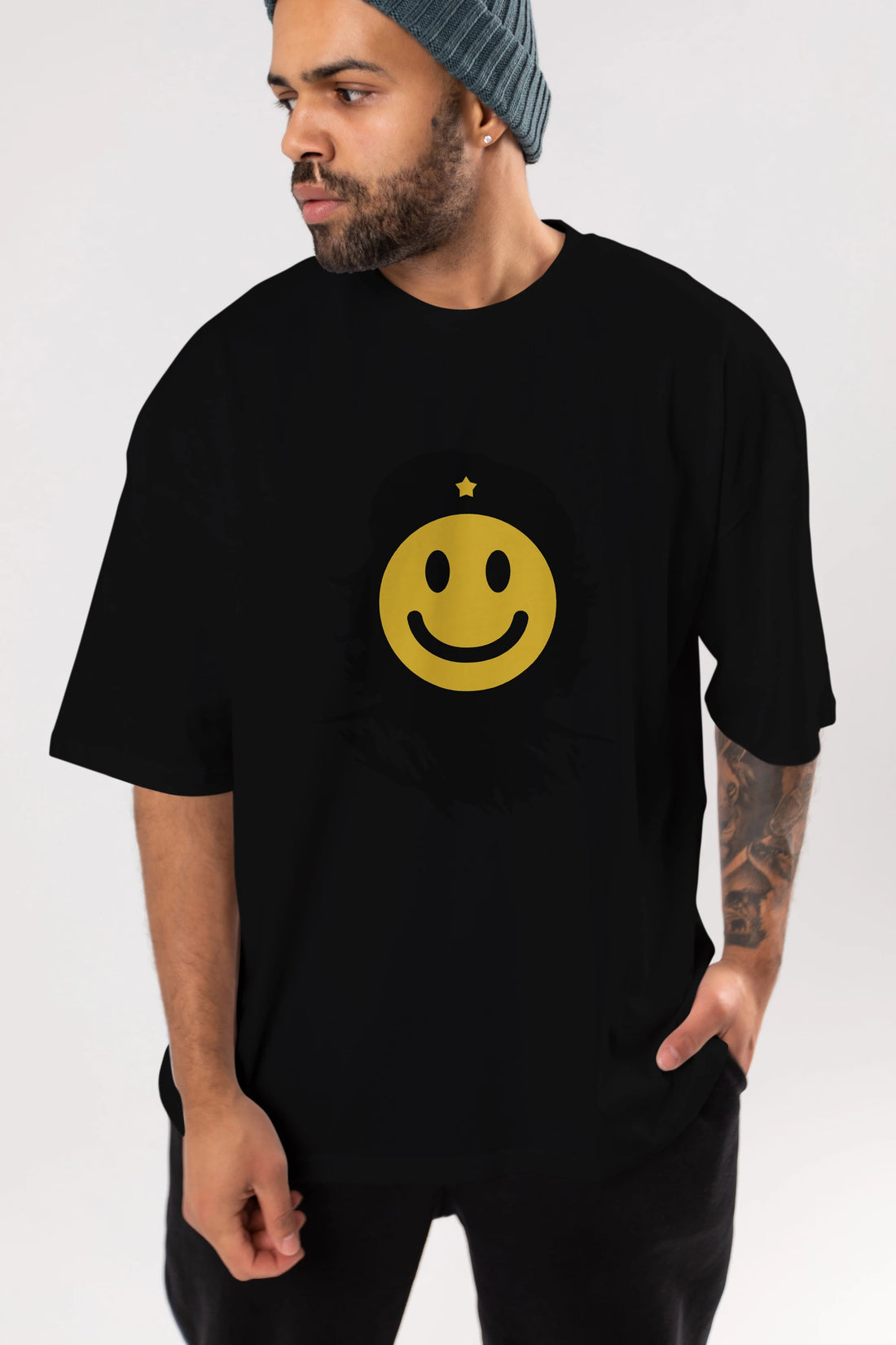 Che Smile Ön Baskılı Oversize t-shirt %100 pamuk Erkek Kadın Unisex