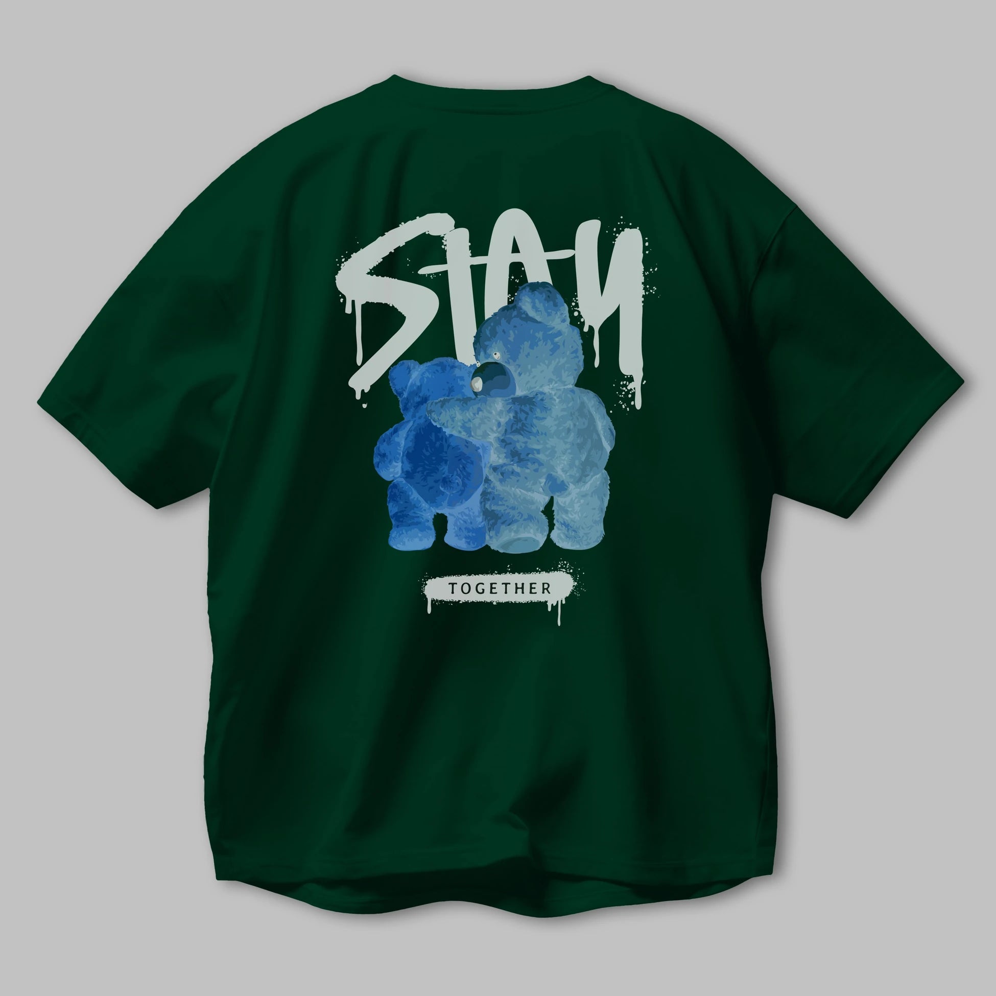 Stay Together Bear Arka Baskılı Oversize t-shirt Erkek Kadın Unisex