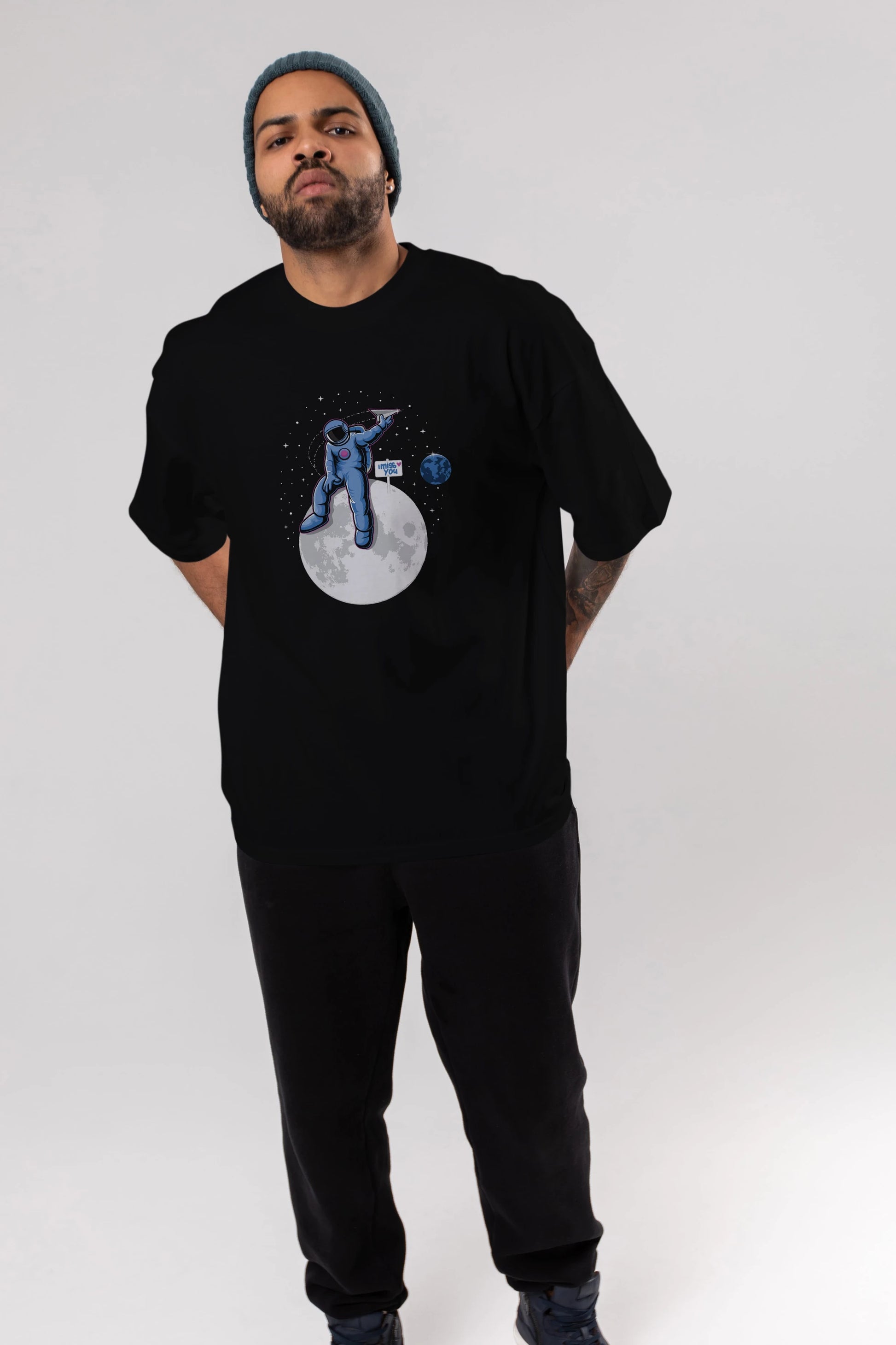 Astro Missing Earth Ön Baskılı Oversize t-shirt Erkek Kadın Unisex