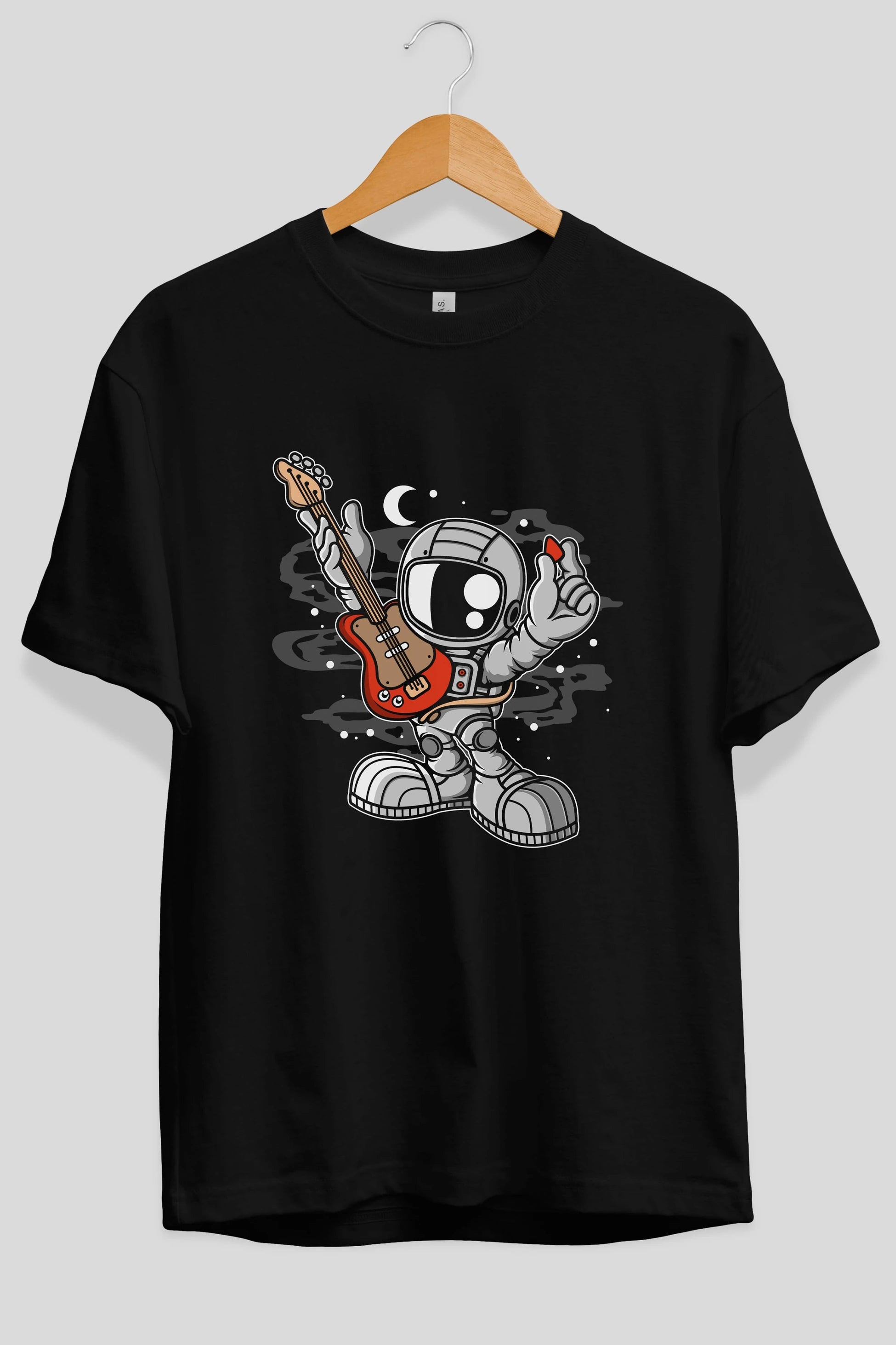 Astronaut Guitar Ön Baskılı Oversize t-shirt Erkek Kadın Unisex