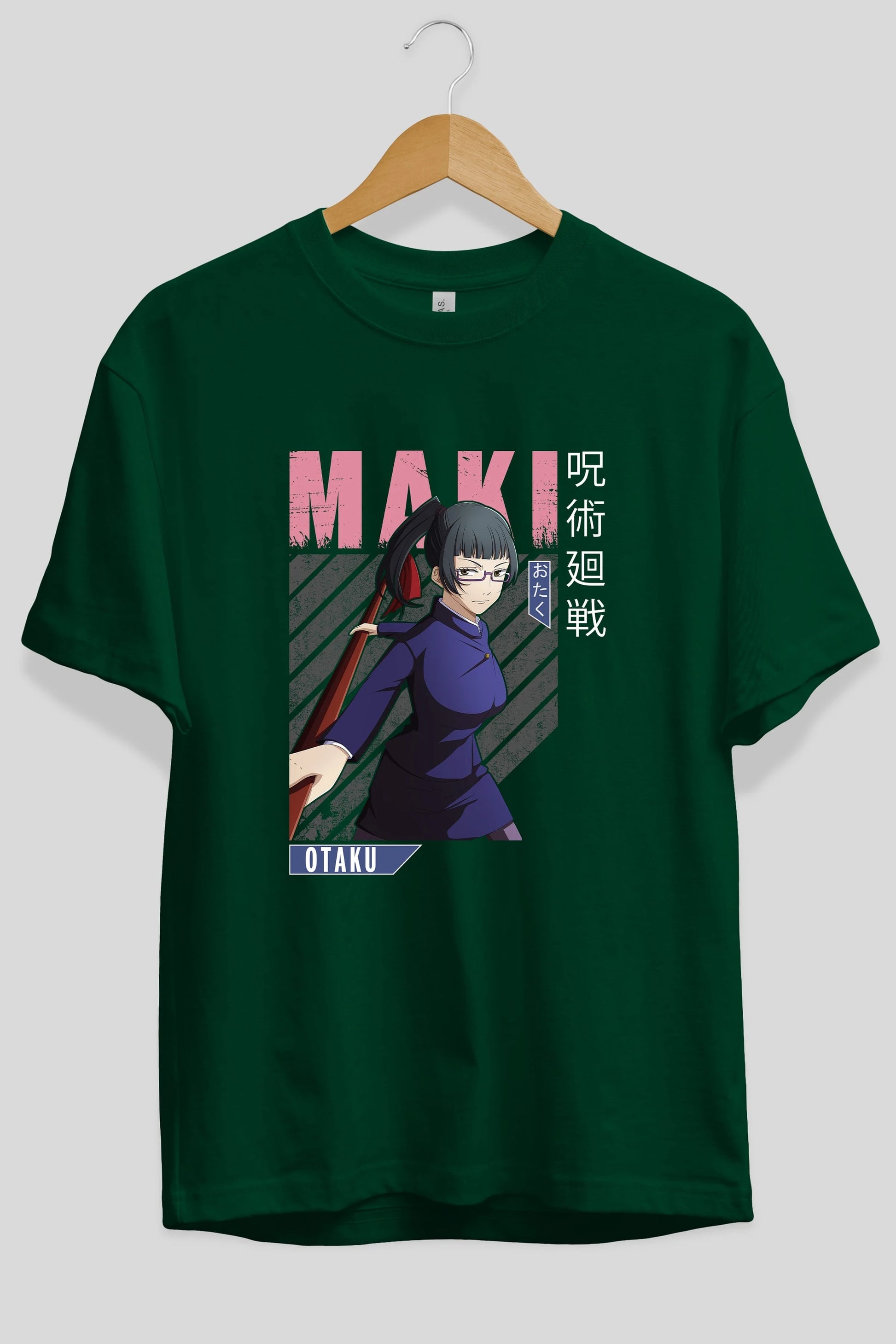 Maki Zenin CHAINSAWMAN Anime Ön Baskılı Oversize t-shirt %100 pamuk Erkek Kadın Unisex