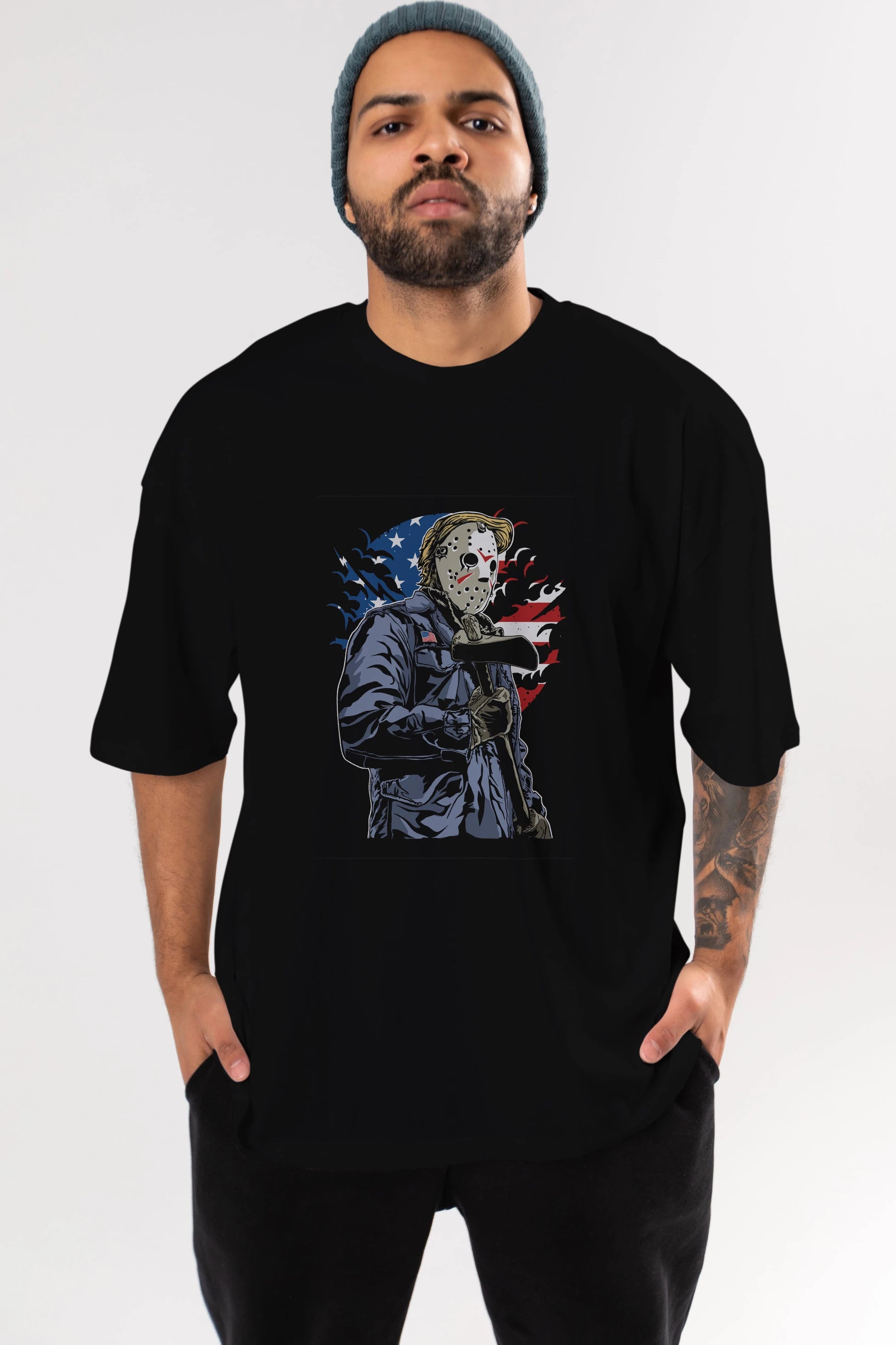 American Killer Ön Baskılı Oversize t-shirt Erkek Kadın Unisex %100 Pamuk tişort