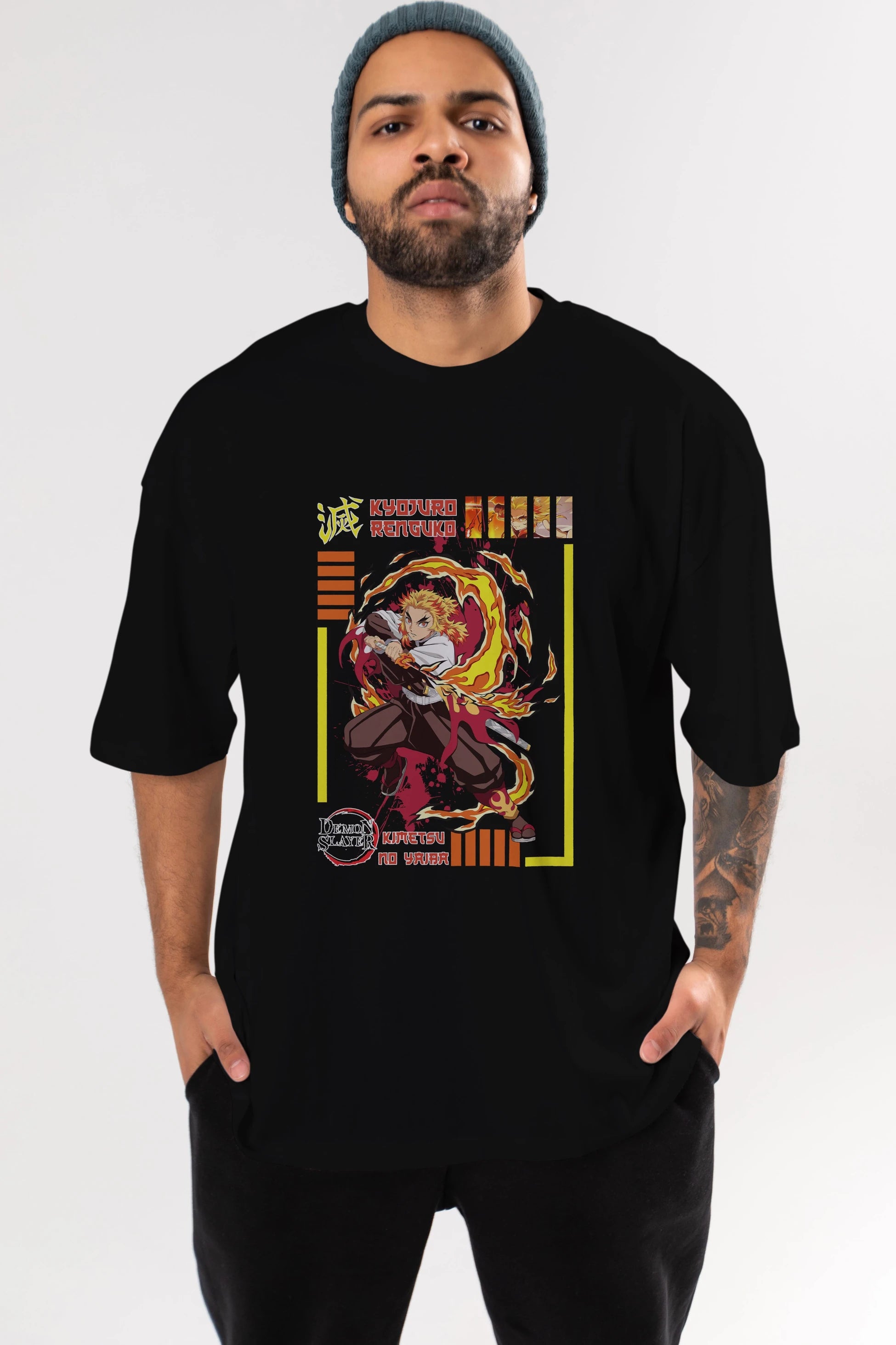 KYOJURO RENGOKU Anime Ön Baskılı Oversize t-shirt %100 pamuk Erkek Kadın Unisex