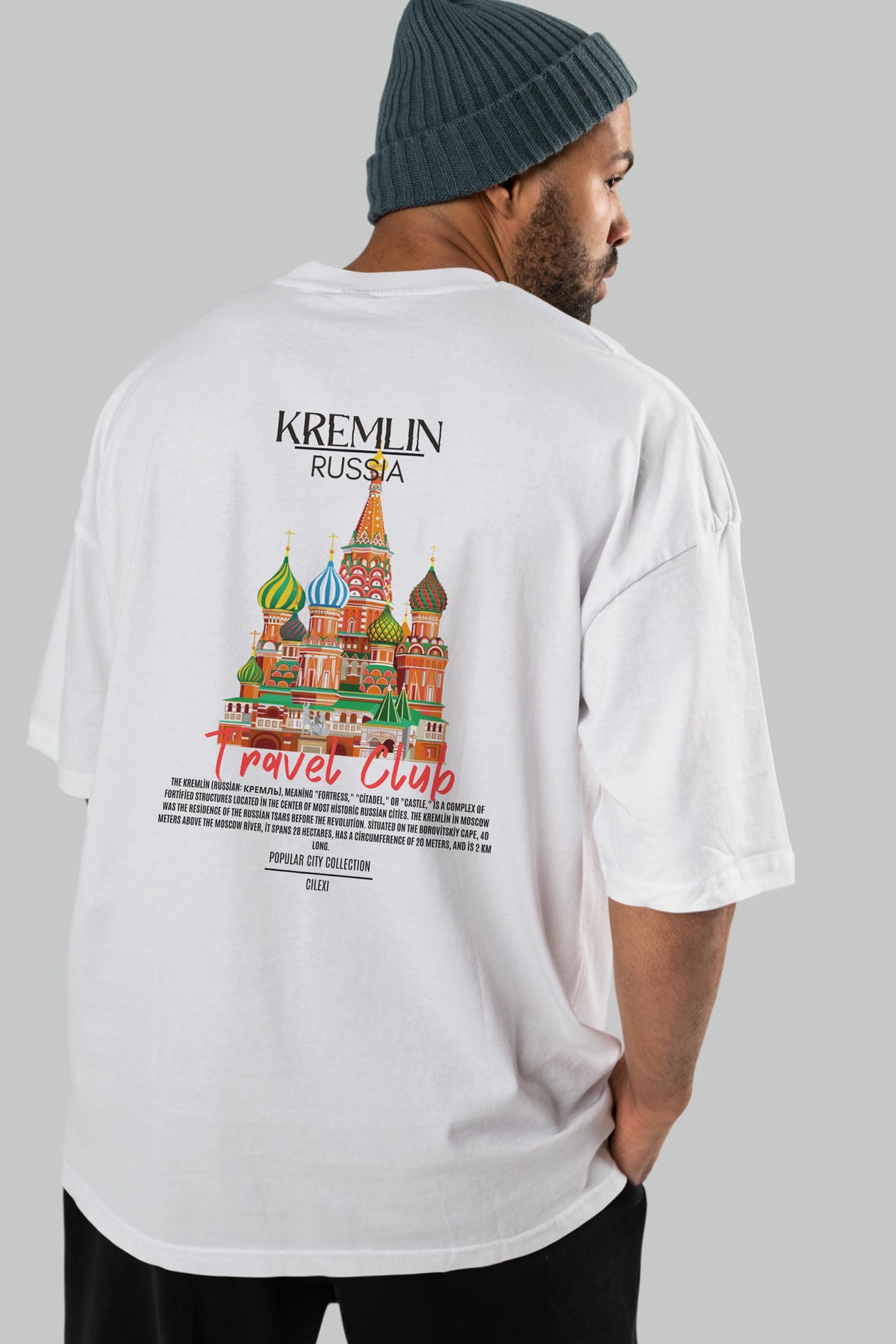Kremlin Russia Arka Baskılı Oversize t-shirt Erkek Kadın Pamuk Bisiklet Yaka tişort