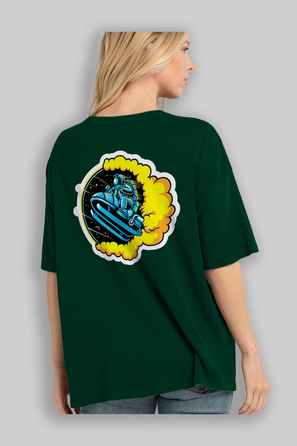 Astrojump with Snowmobile Sticker Arka Baskılı Oversize t-shirt Erkek Kadın Unisex