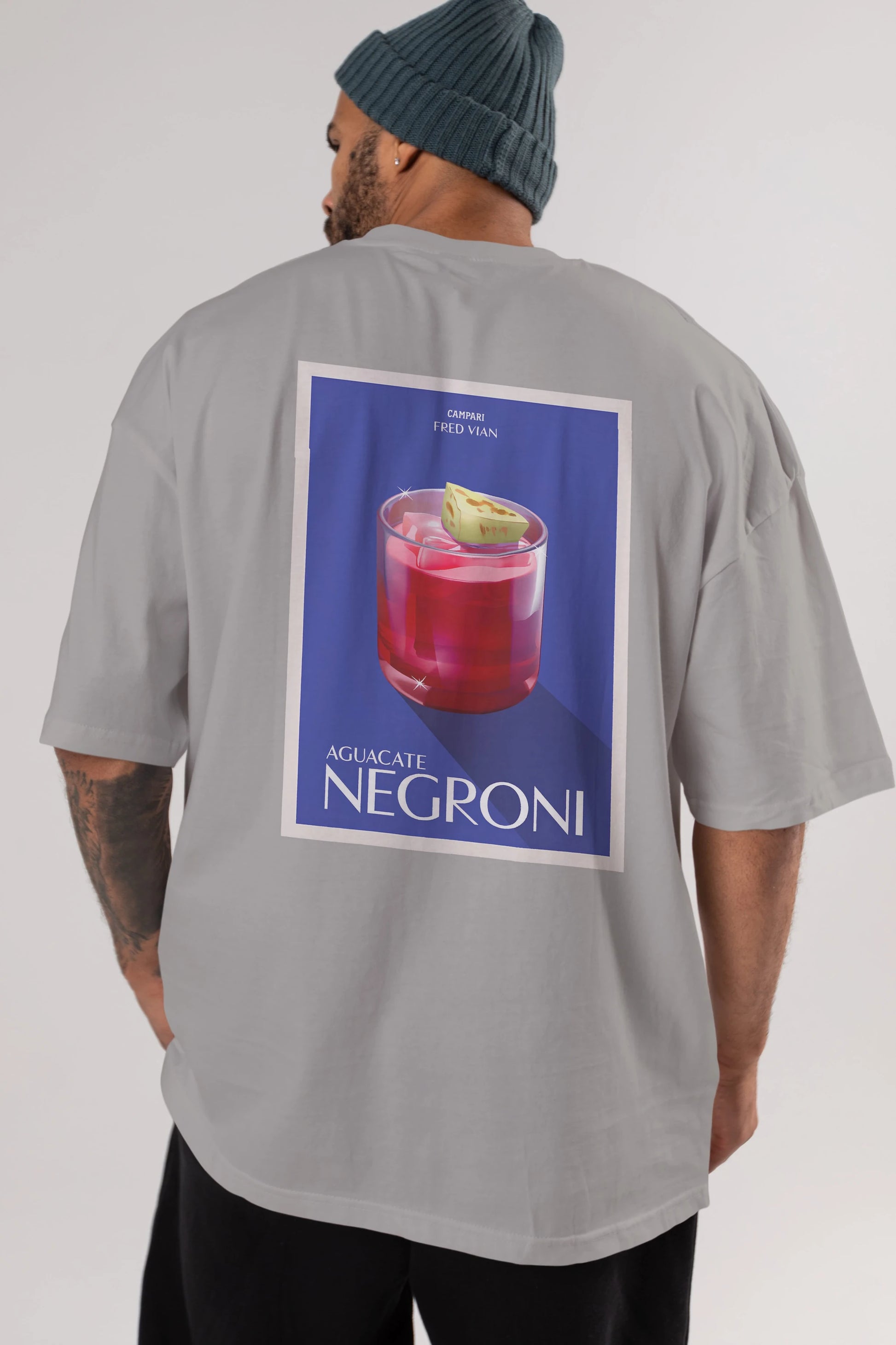 Aguacate Negroni Arka Baskılı Oversize t-shirt Erkek Kadın Unisex %100 Pamuk Bisiklet Yaka tişort