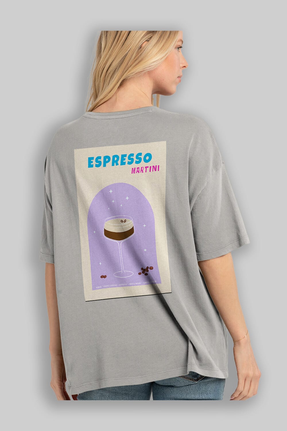 Espresso Martini 5 Arka Baskılı Oversize t-shirt Erkek Kadın Unisex %100 Pamuk Bisiklet Yaka tişort