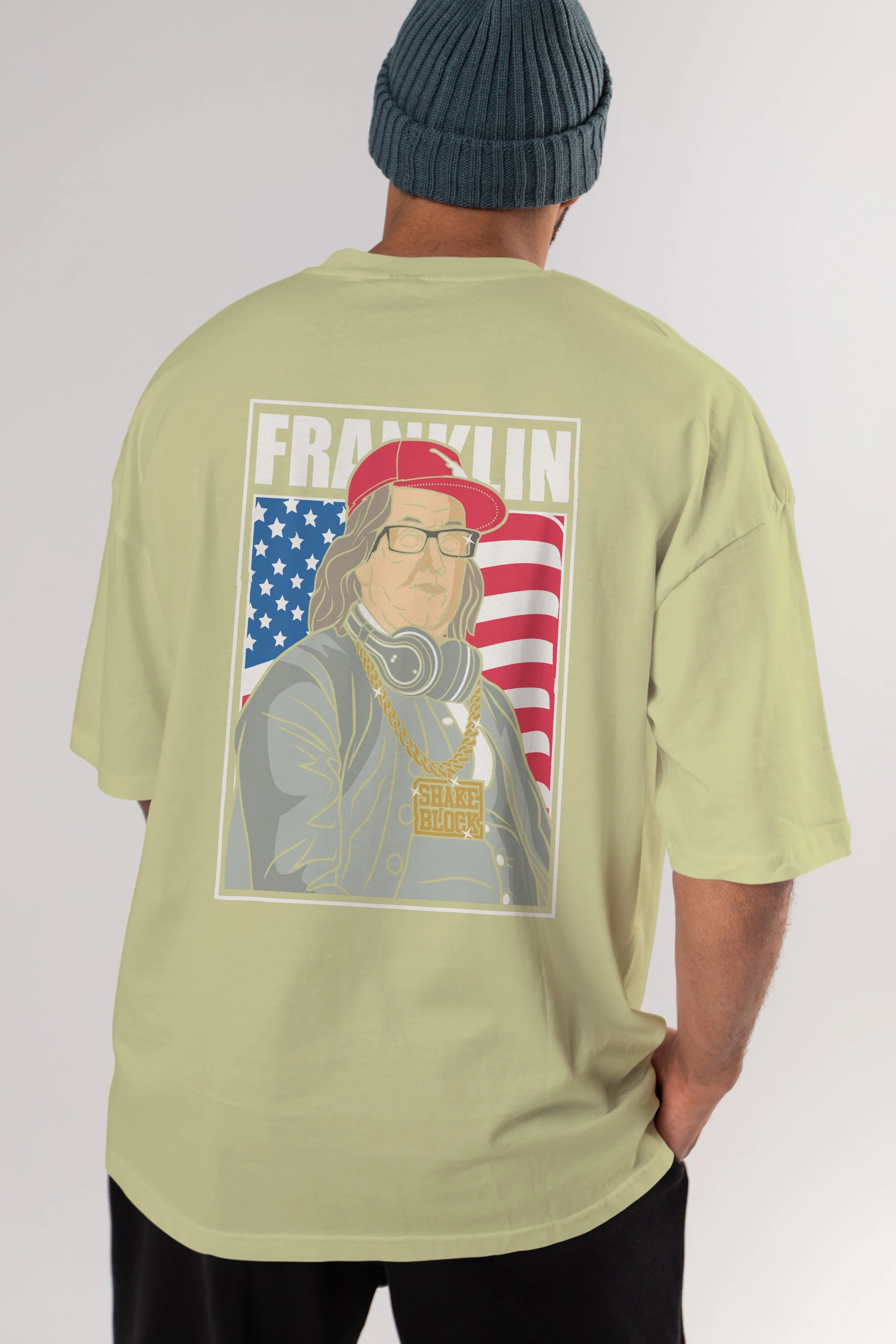 Franklin Rapper Arka Baskılı Oversize t-shirt Erkek Kadın Unisex %100 Pamuk tişort