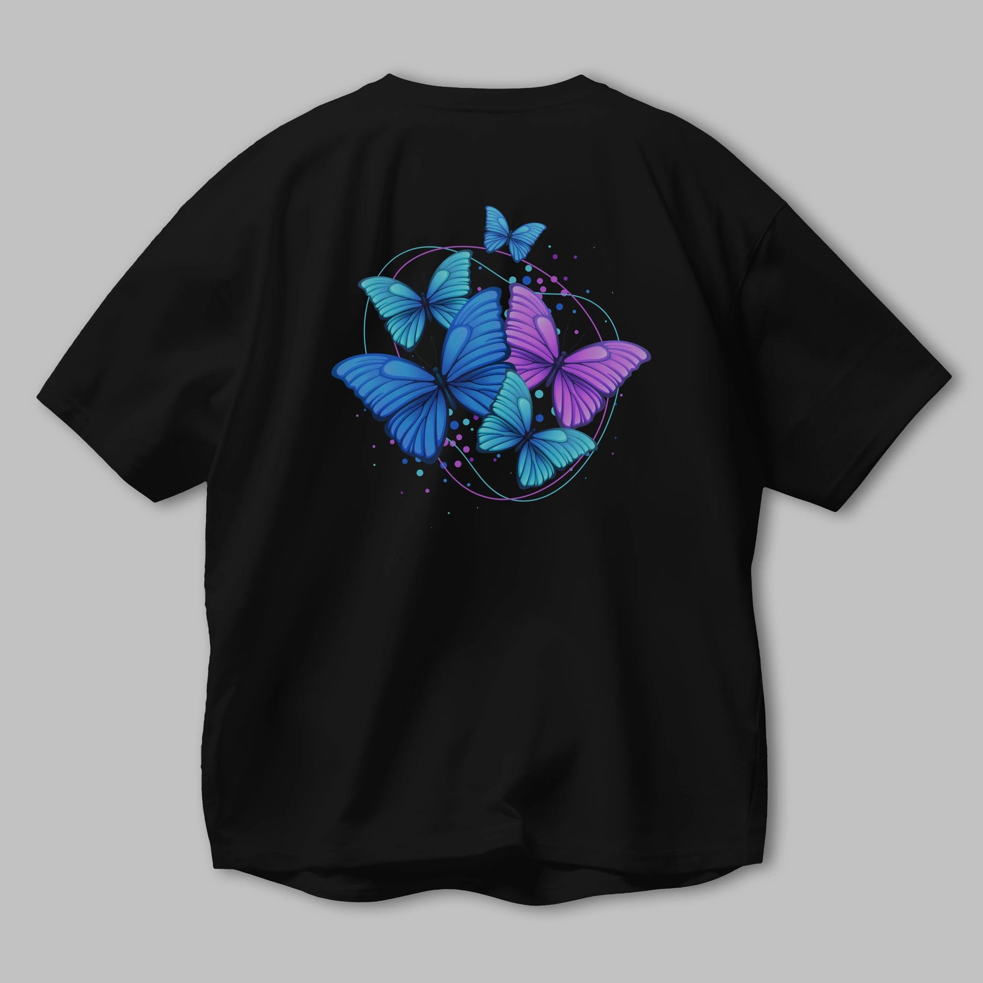 Kelebek Arka Baskılı Oversize t-shirt Erkek Kadın Unisex