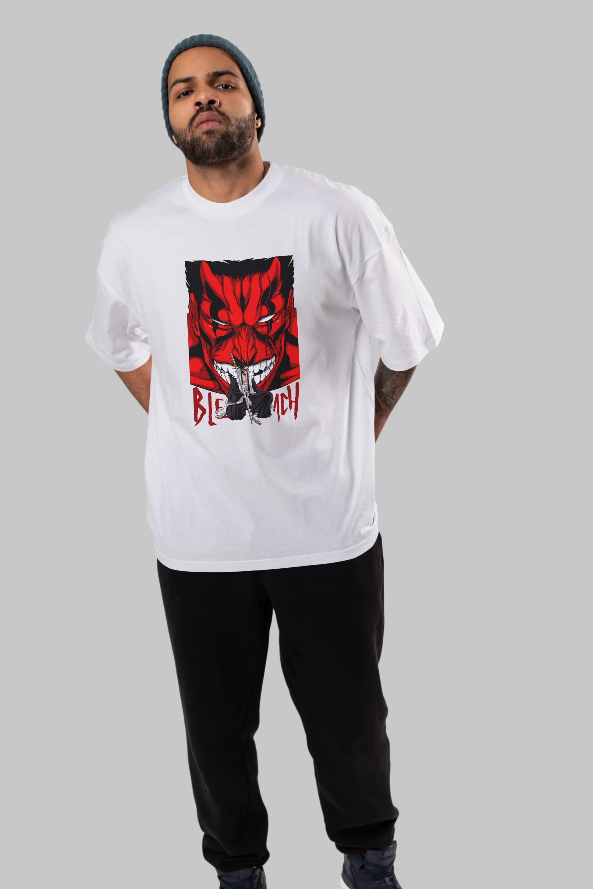 KENPACHI ZARAKI BLEACH Anime Ön Baskılı Oversize t-shirt %100 pamuk Erkek Kadın Unisex