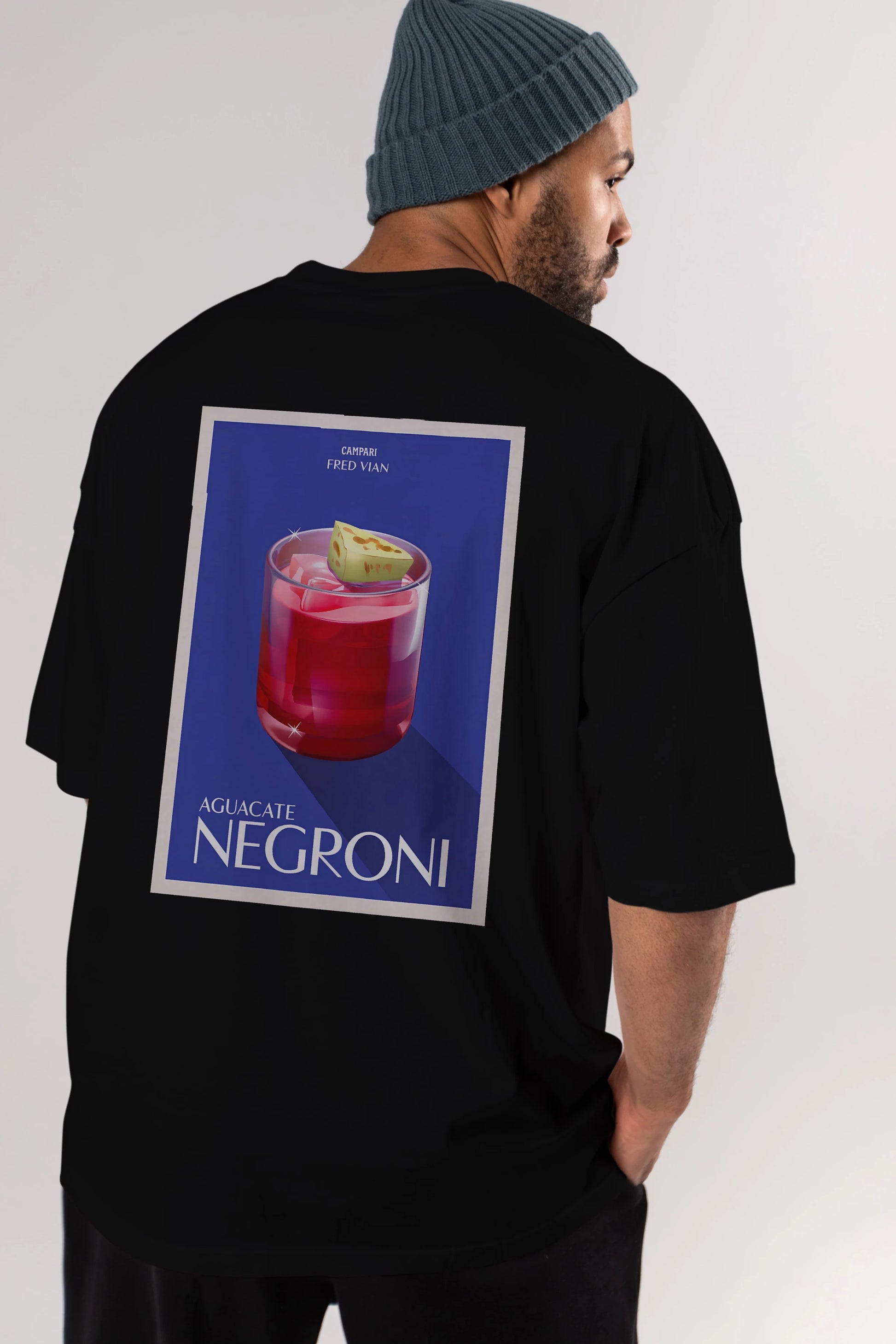 Aguacate Negroni Arka Baskılı Oversize t-shirt Erkek Kadın Unisex %100 Pamuk Bisiklet Yaka tişort