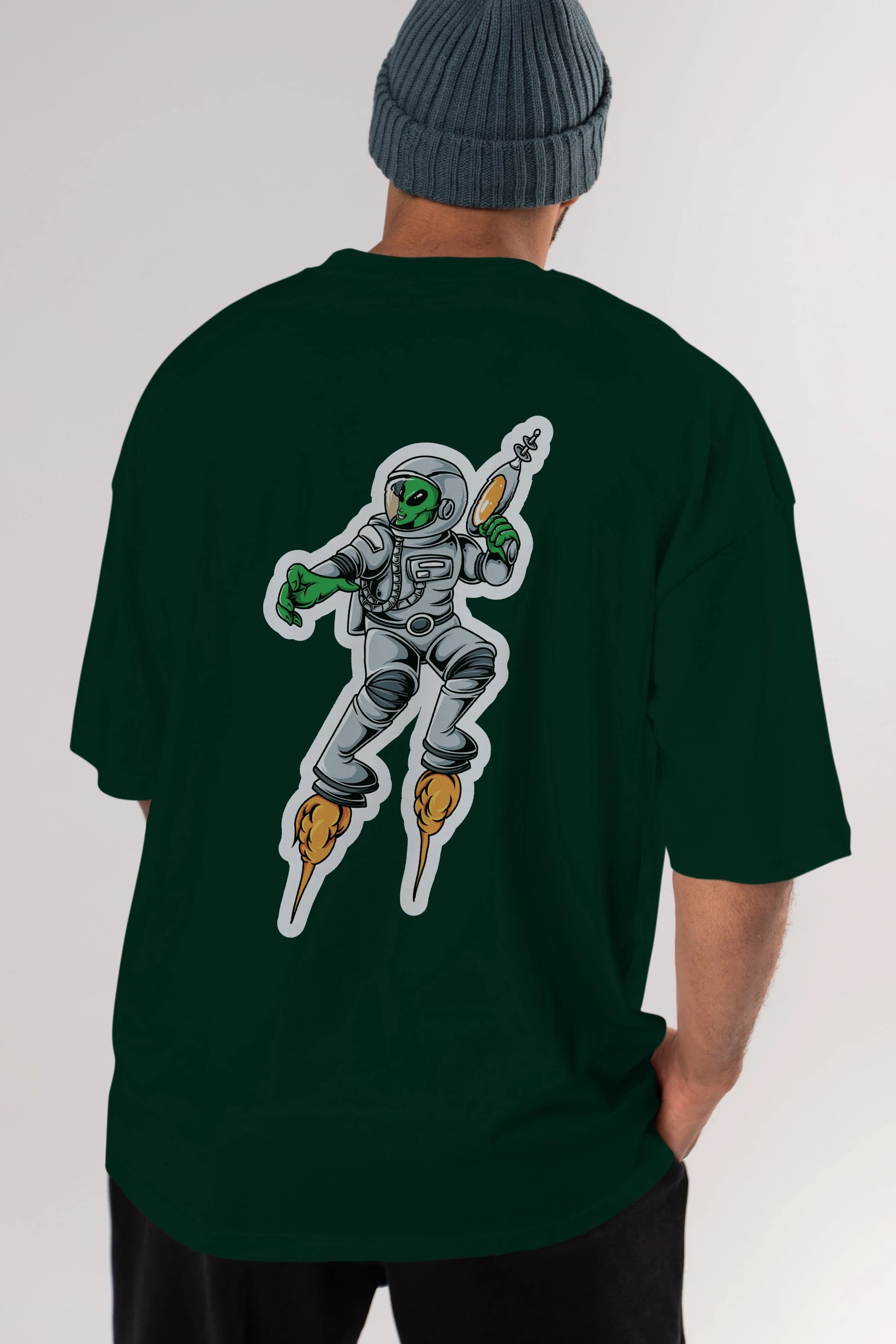 Alien Wars Sticker Arka Baskılı Oversize t-shirt Erkek Kadın Unisex