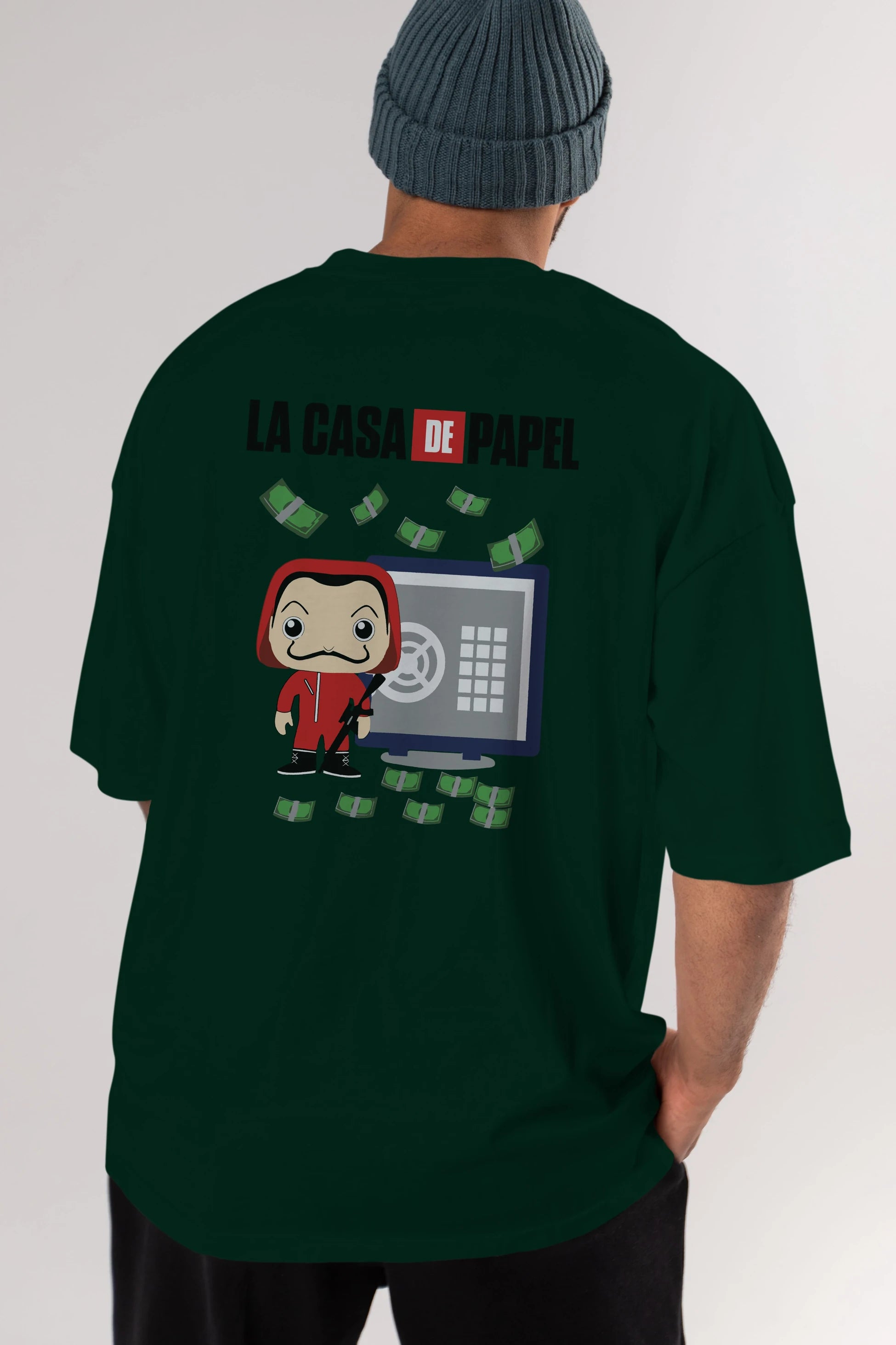 La Casa De Papel (4) Arka Baskılı Oversize t-shirt Erkek Kadın Unisex %100 Pamuk Bisiklet Yaka tişort