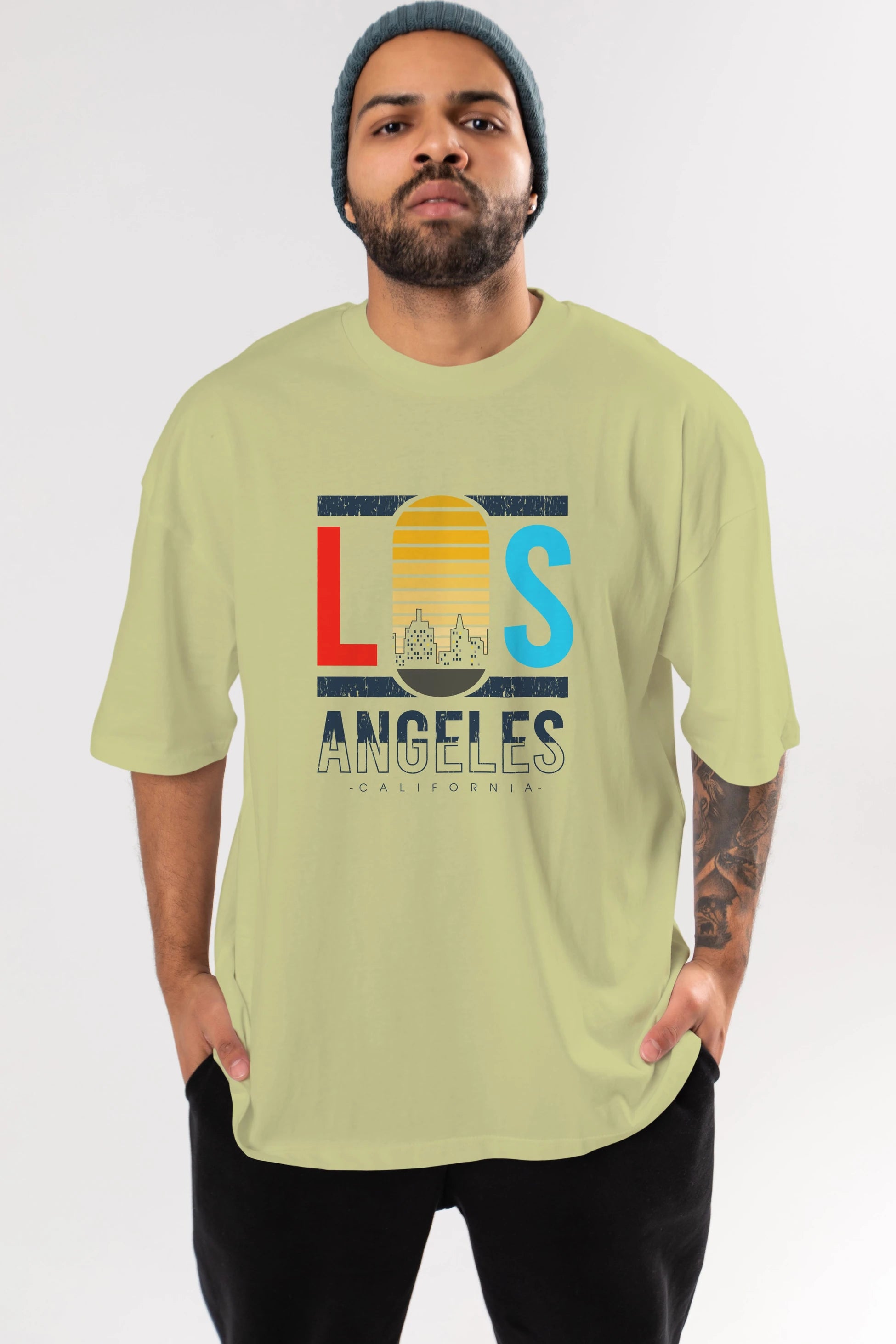 Los Angeles Ön Baskılı Oversize t-shirt Erkek Kadın Unisex