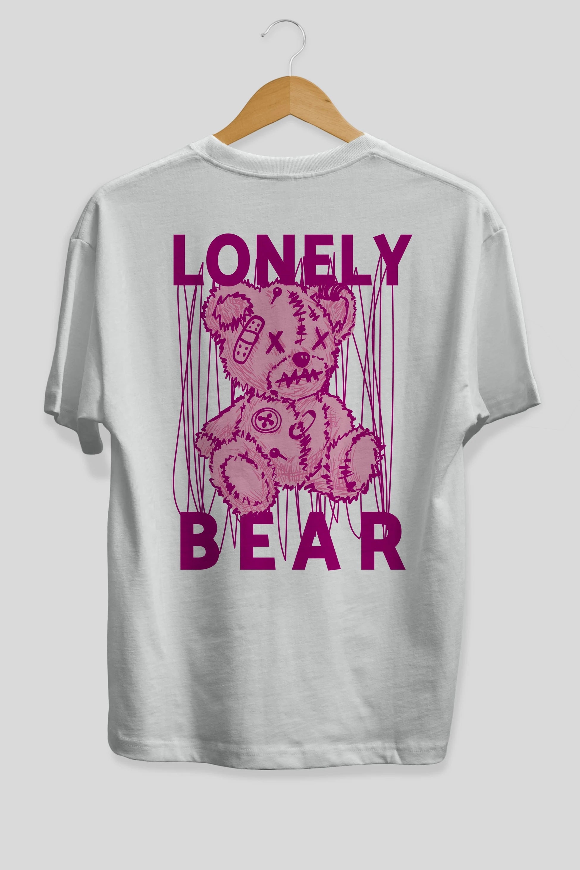 Lonely Bear Arka Baskılı Oversize t-shirt Erkek Kadın Unisex