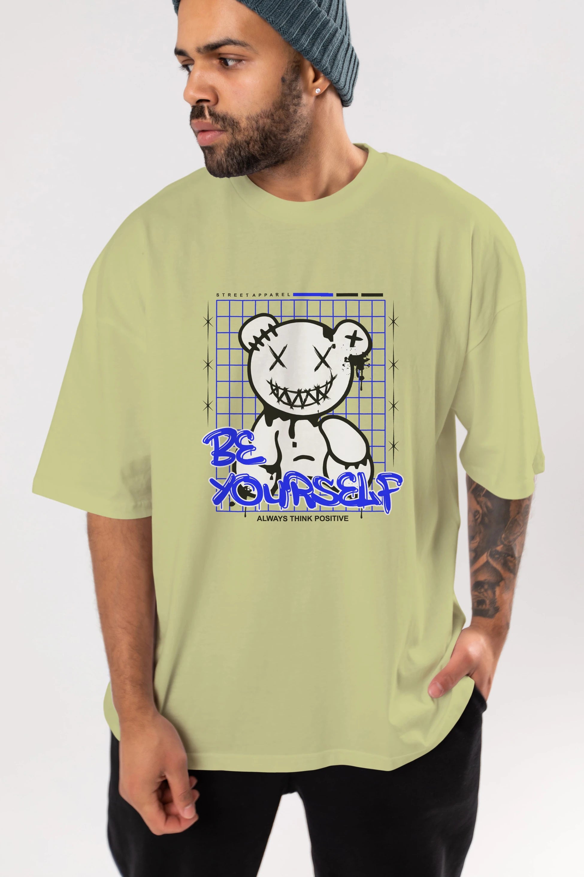 Teddy Bear Be Yourself Ön Baskılı Oversize t-shirt Erkek Kadın Unisex