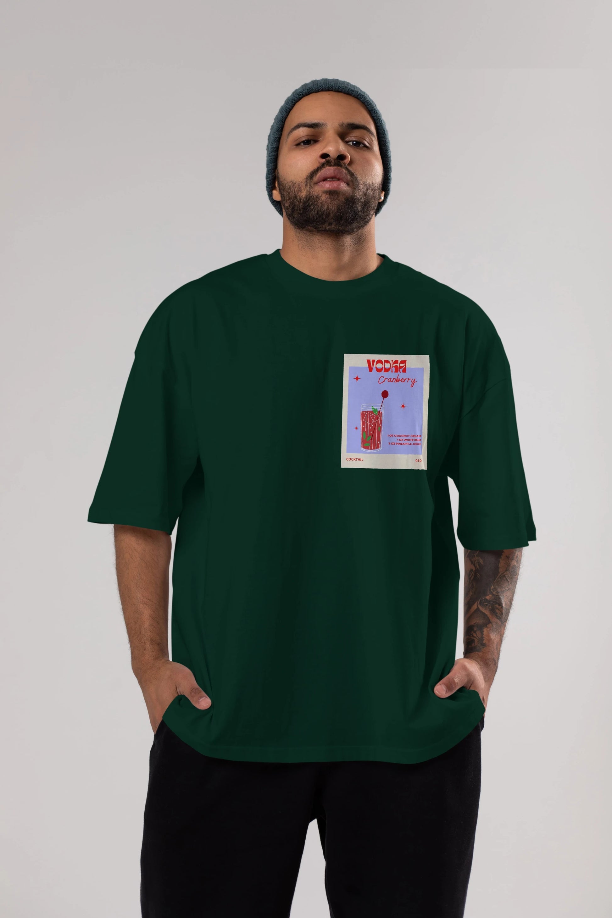 Vodka Cranberry Ön Sol Baskılı Oversize t-shirt Erkek Kadın Unisex %100 Pamuk Bisiklet Yaka tişort