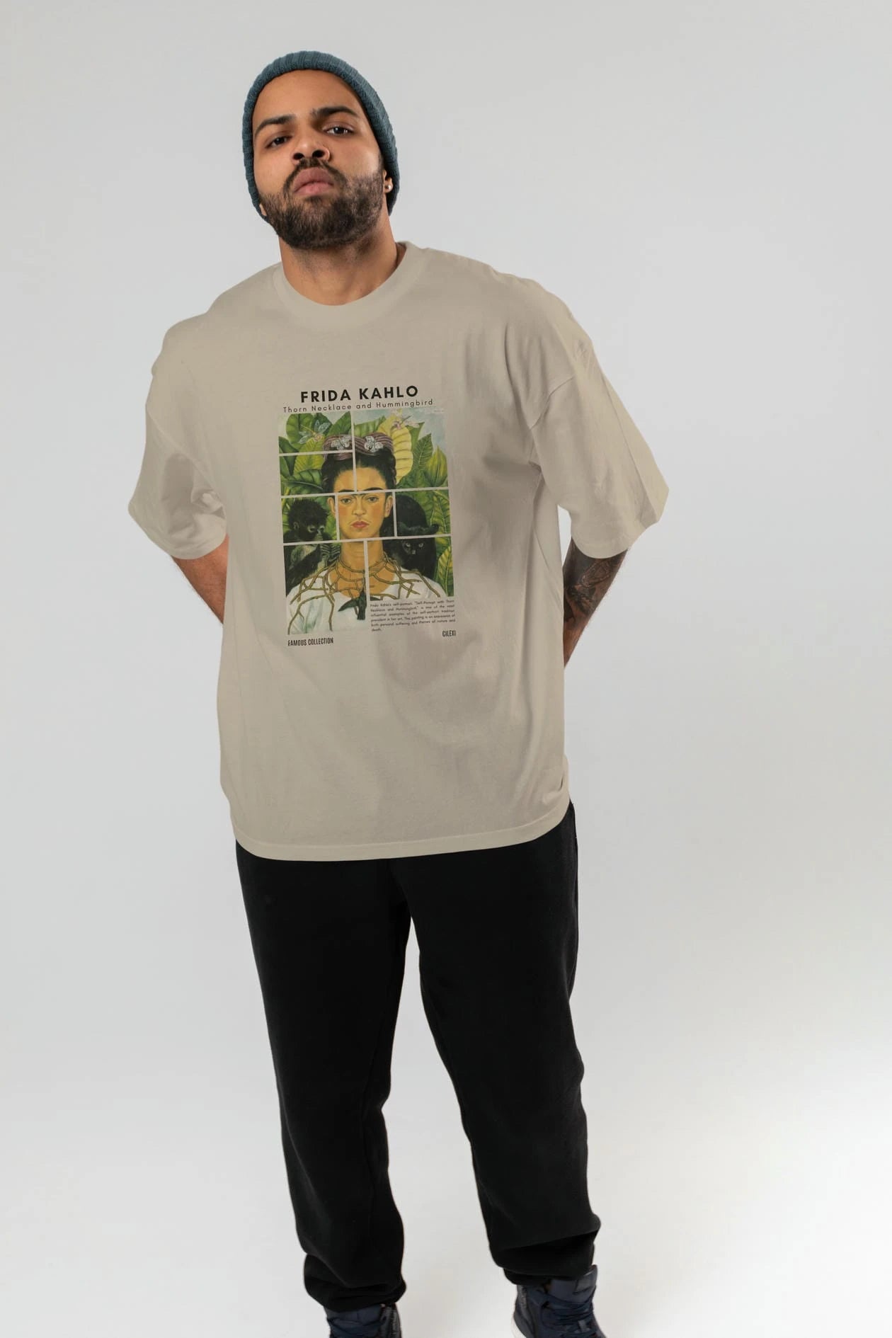 Frida Kahlo ön Baskılı Oversize t-shirt Erkek Kadın Bisiklet Yaka Pamuk tişort