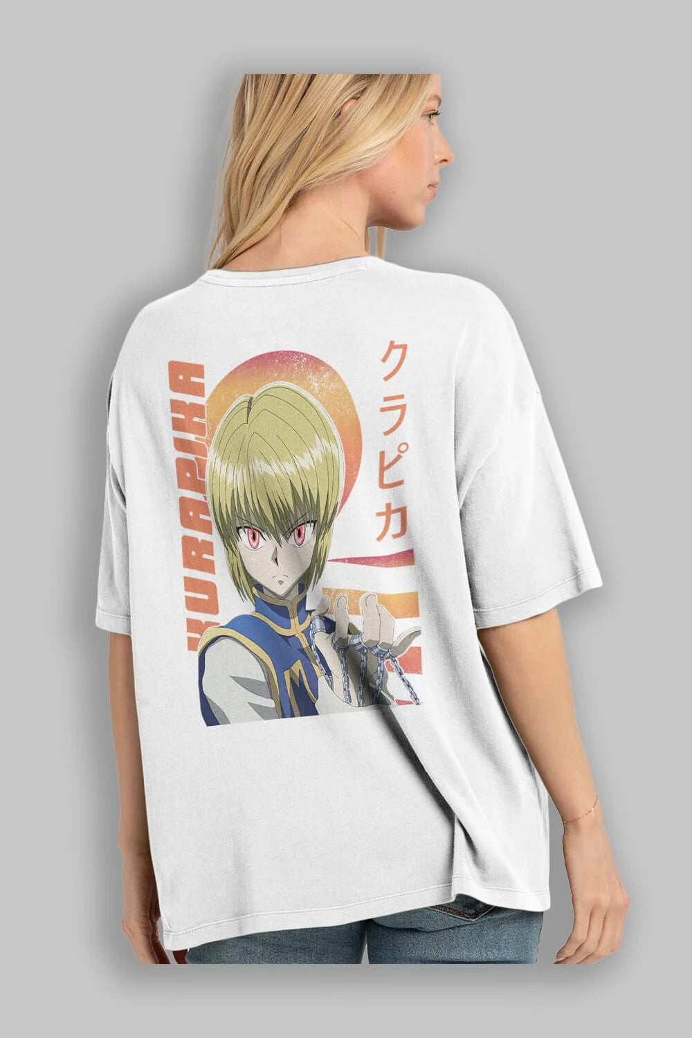 Kurapika 5 (2) Anime Arka Baskılı Oversize t-shirt Erkek Kadın Unisex