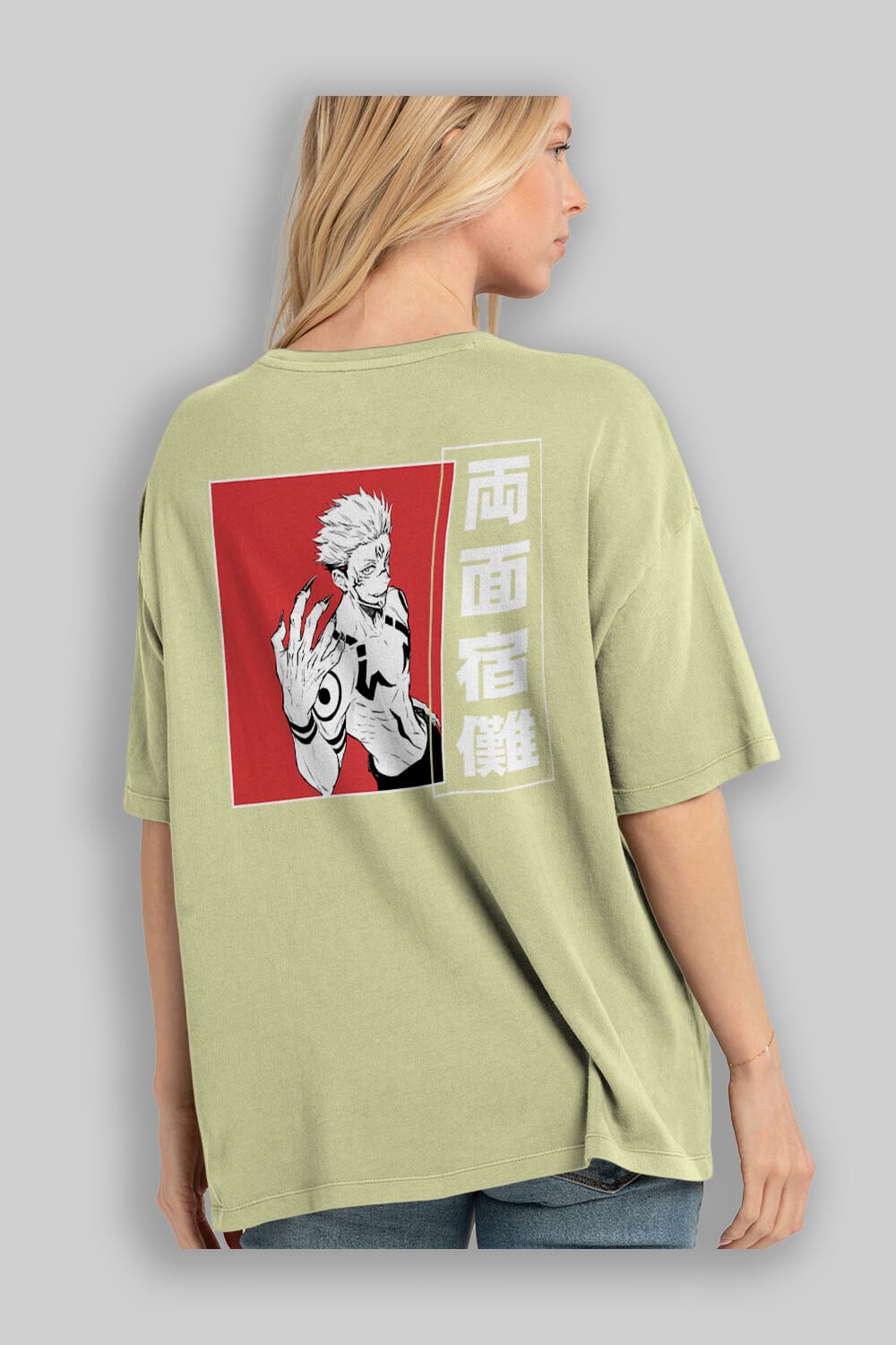 Sukuna Ryoumen 2 Anime Arka Baskılı Oversize t-shirt Erkek Kadın Unisex