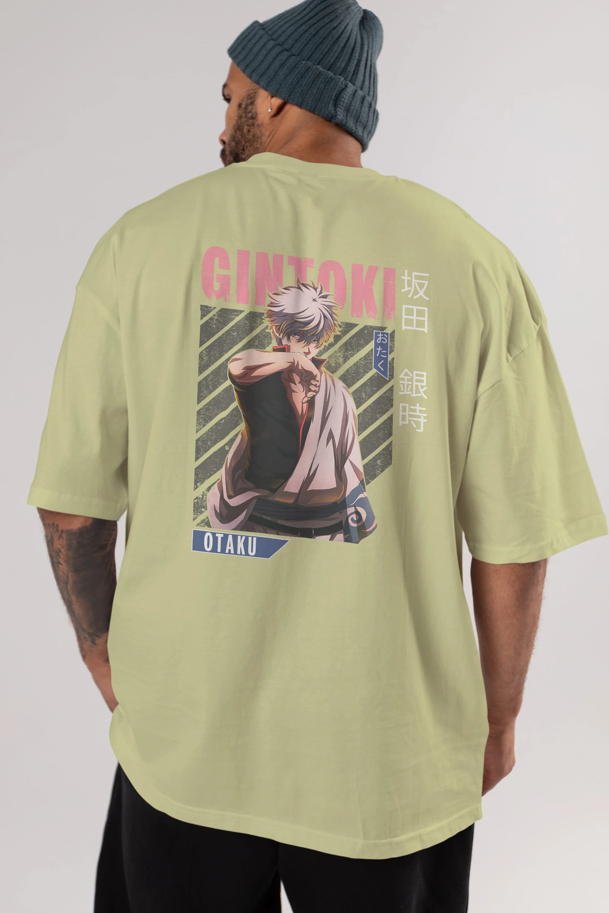 Gintoki Sakata Anime Arka Baskılı Oversize t-shirt Erkek Kadın Unisex