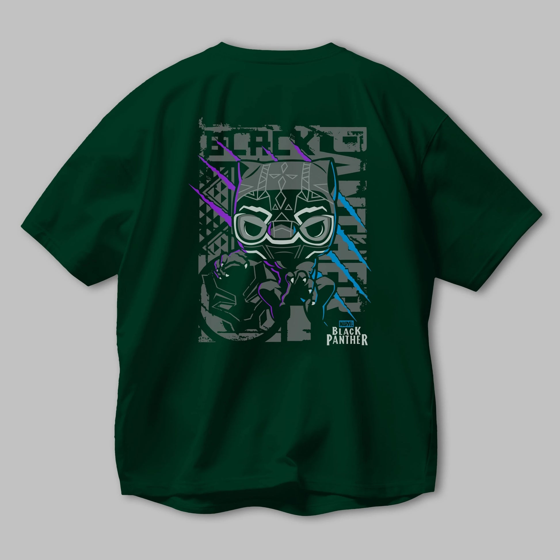 Black Panther Arka Baskılı Oversize t-shirt Erkek Kadın Unisex %100 Pamuk Bisiklet Yaka tişort
