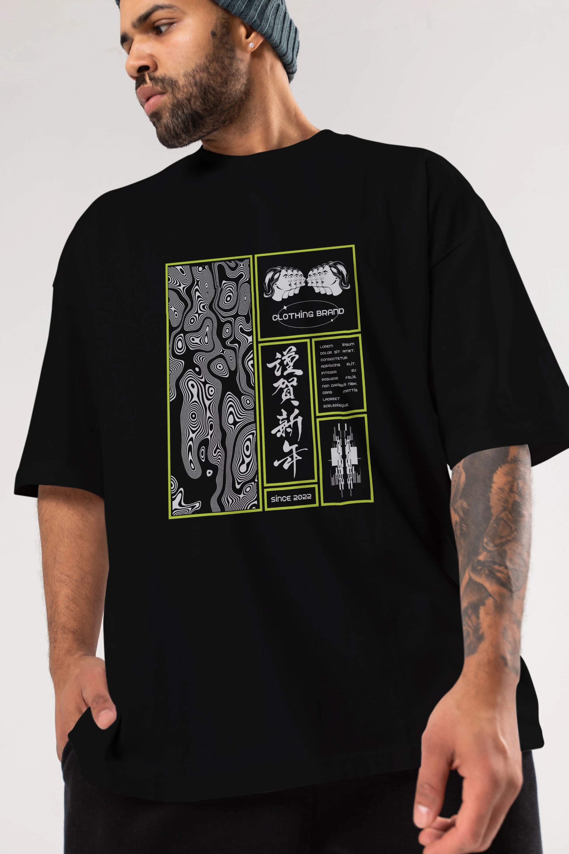 Neon Japanese Streetwear Ön Baskılı Oversize t-shirt Erkek Kadın Unisex