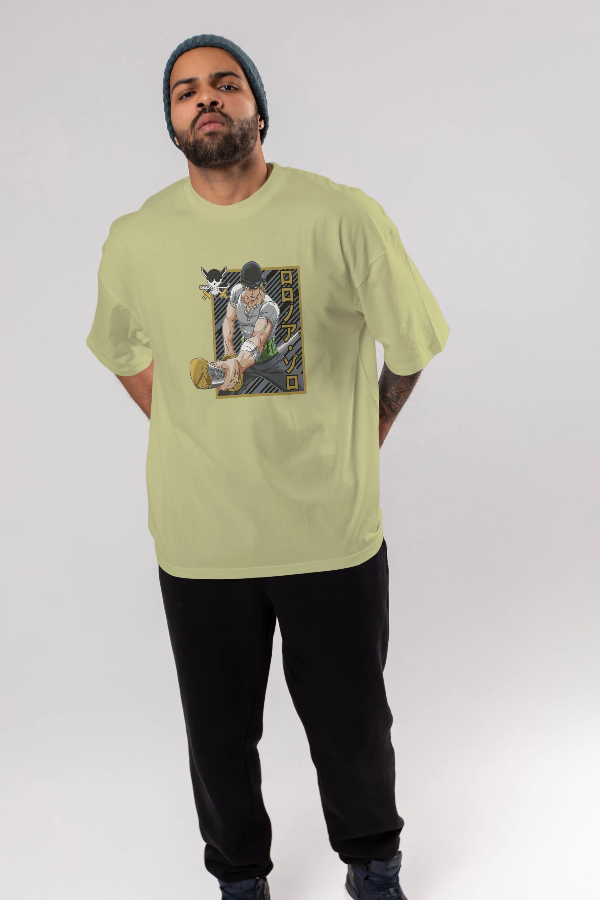 RORONOA ZORO Anime Ön Baskılı Oversize t-shirt %100 pamuk Erkek Kadın Unisex