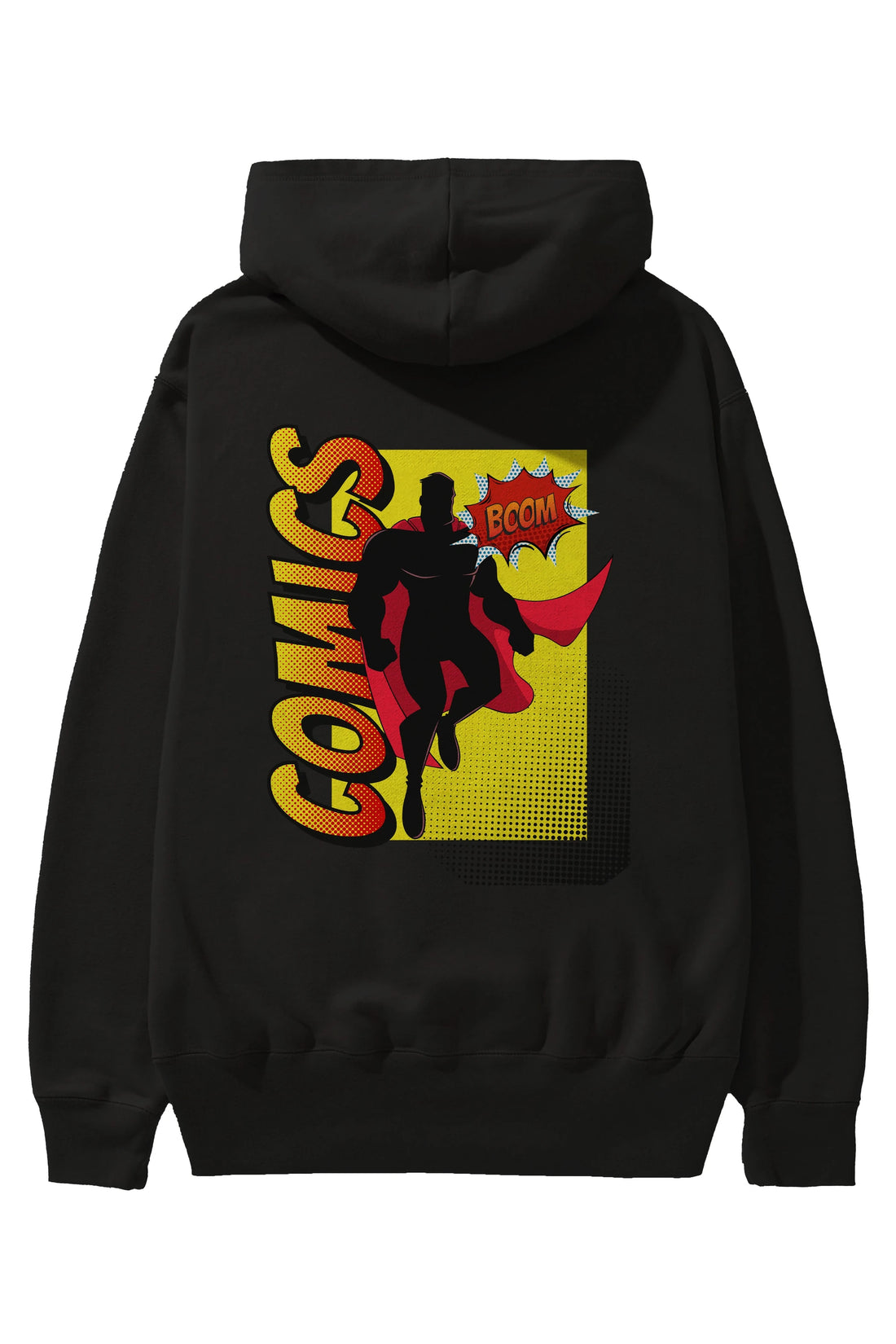 Comics Boom Arka Baskılı Oversize Hoodie Kapüşonlu Sweatshirt Erkek Kadın Unisex
