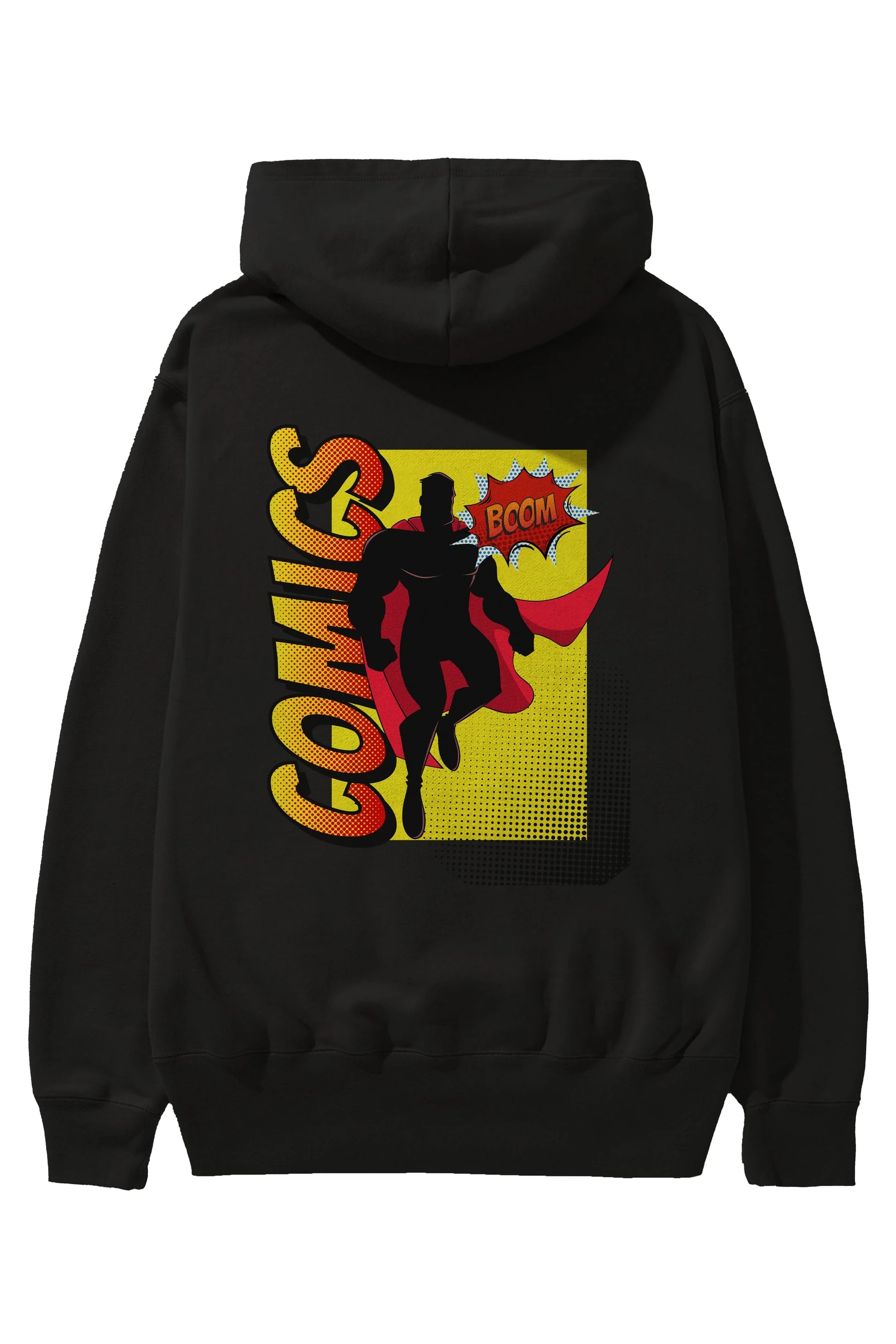 Comics Boom Arka Baskılı Oversize Hoodie Kapüşonlu Sweatshirt Erkek Kadın Unisex