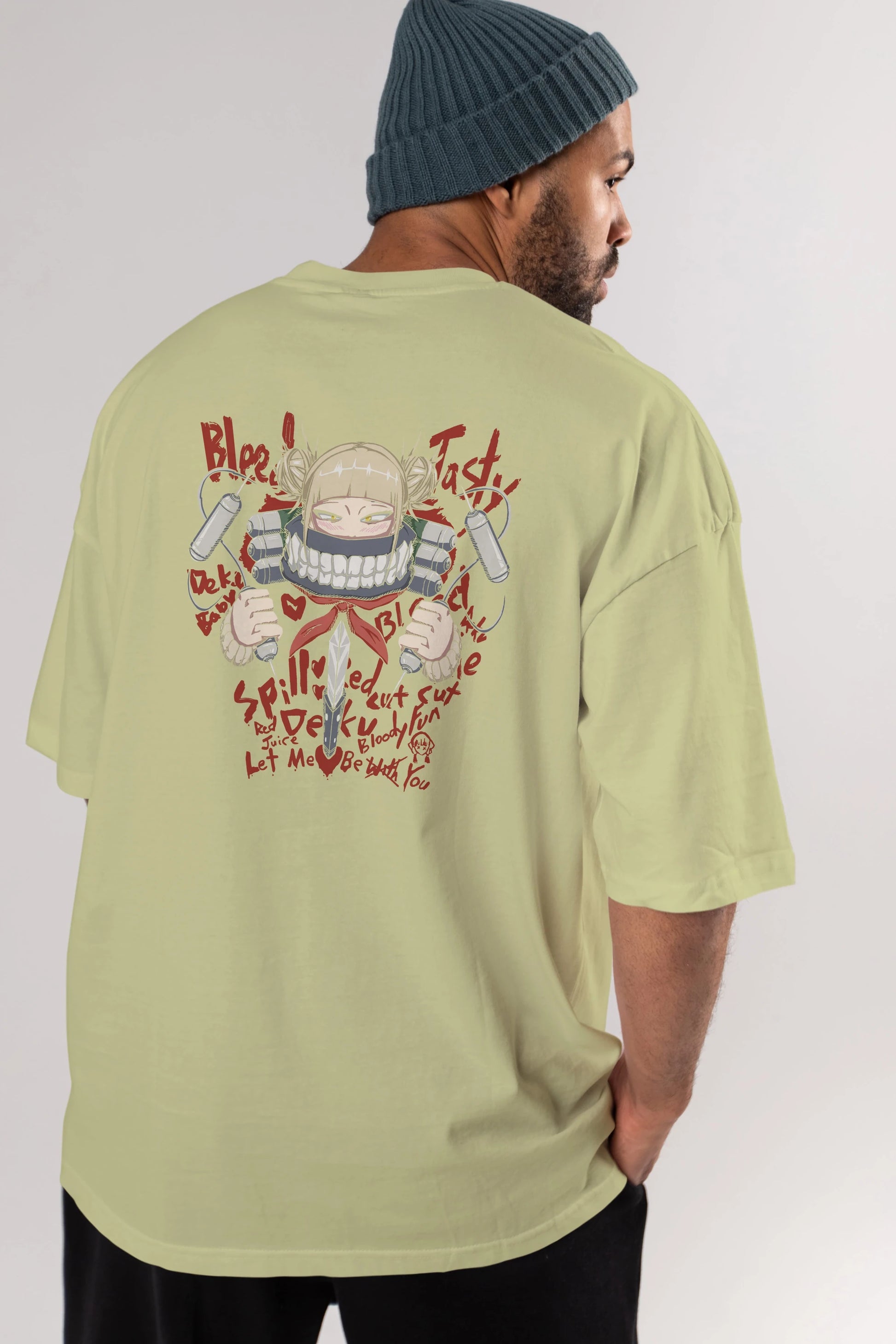 Himiko Toga 1 Anime Arka Baskılı Oversize t-shirt Erkek Kadın Unisex