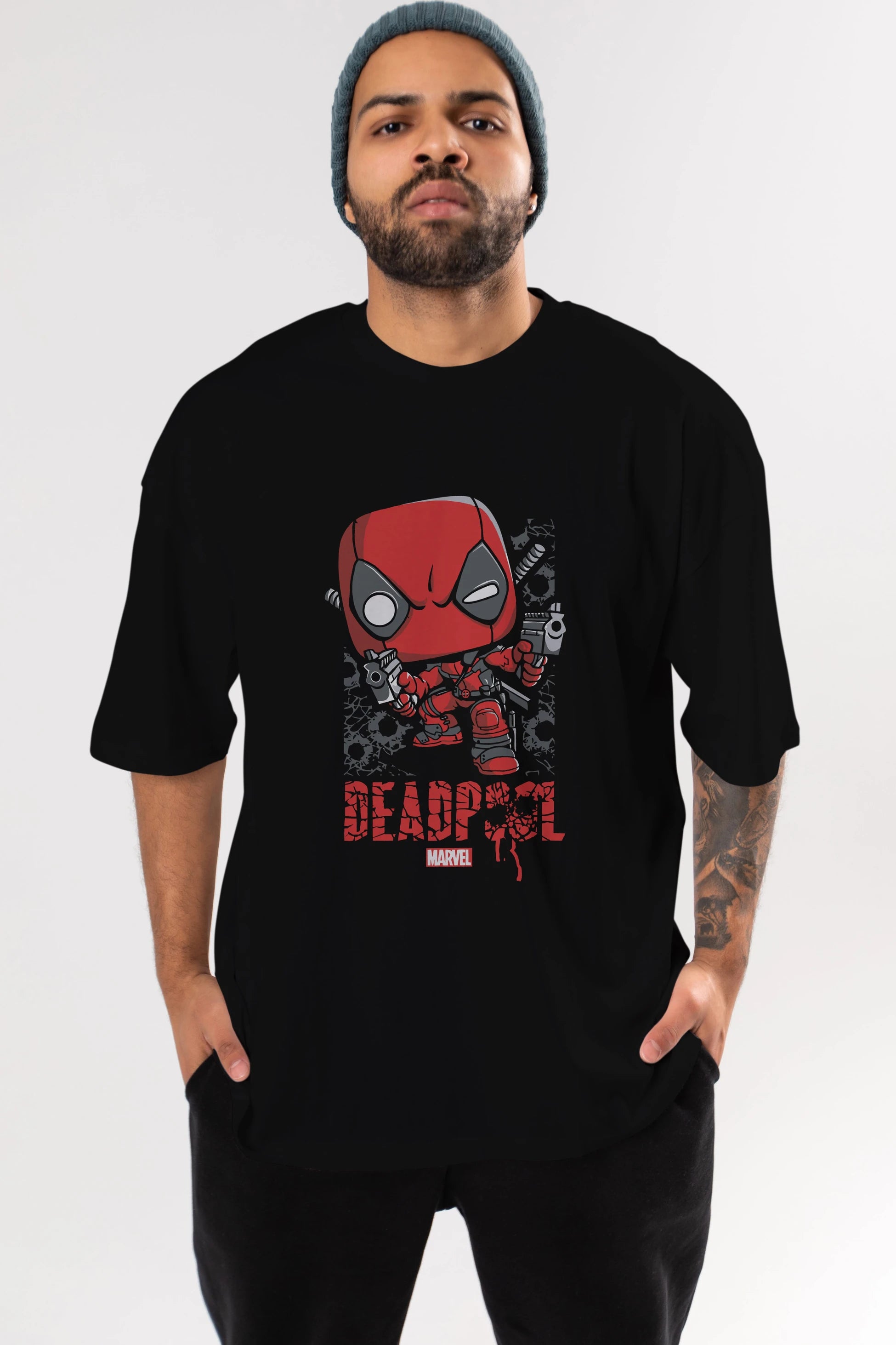 Deadpool (8) Ön Baskılı Oversize t-shirt Erkek Kadın Unisex %100 Pamuk Bisiklet Yaka tişort